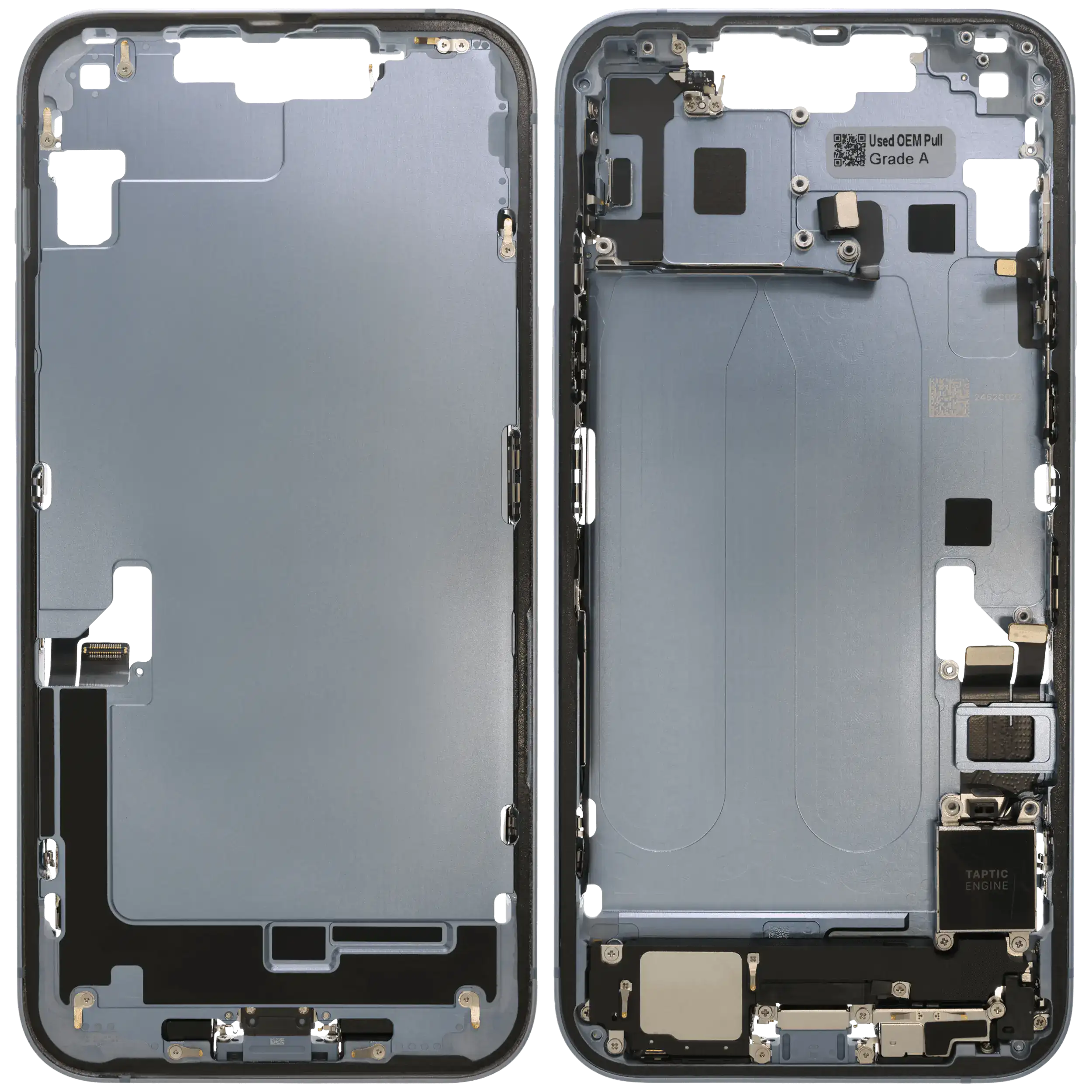 Mittelrahmen mit Ladebuchsen-Flex und Kleinteilen für iPhone 14 Plus (EU / globale Version) (ausgebautes Originalteil: Grade B) (Blue (Blau)) – Bild 2