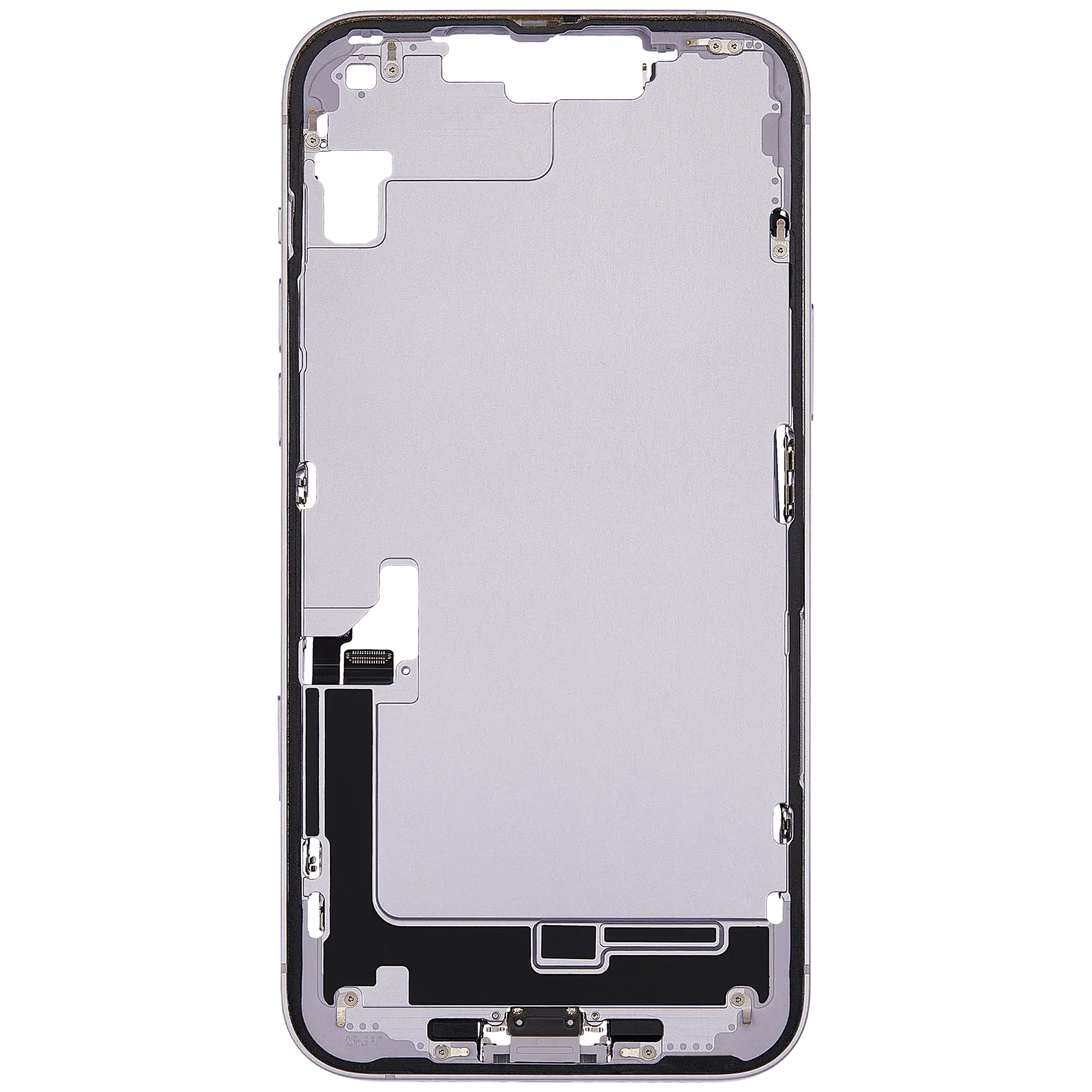 Mittelrahmen mit Ladebuchsen-Flex und Kleinteilen für iPhone 14 Plus (EU / globale Version) (ausgebautes Originalteil: Grade B) (Purple (Violett)) – Bild 3