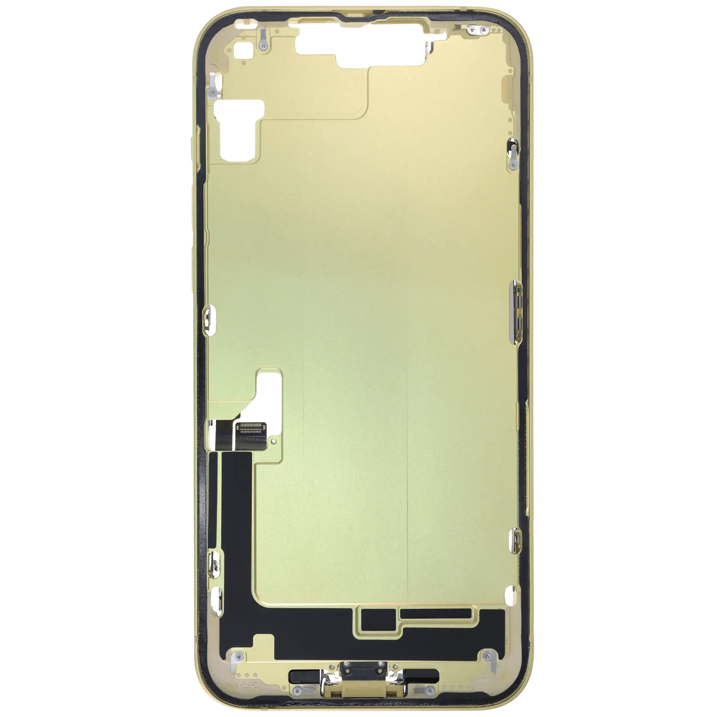 Mittelrahmen mit Ladebuchsen-Flex und Kleinteilen für iPhone 14 Plus (EU / globale Version) (ausgebautes Originalteil: Grade B) (Yellow) – Bild 3