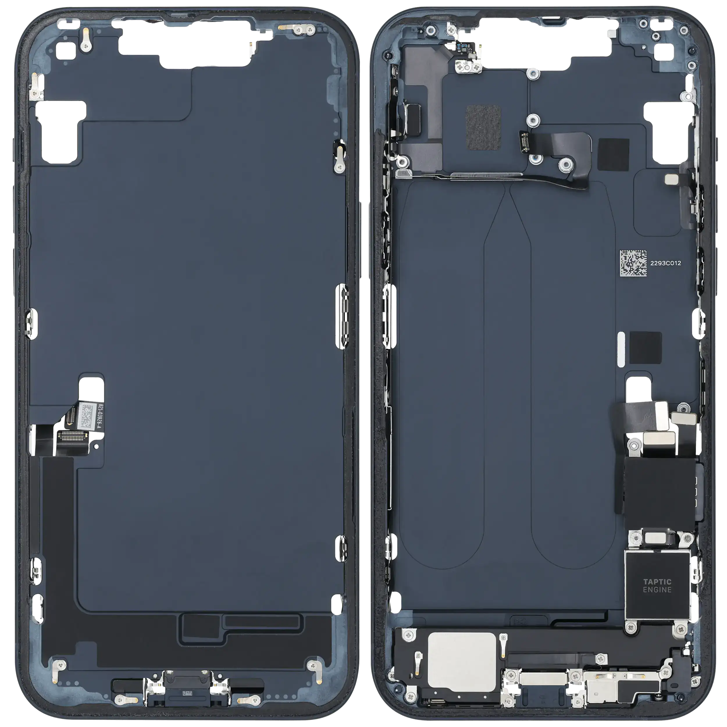 Mittelrahmen mit Ladebuchsen-Flex und Kleinteilen für iPhone 14 Plus (EU / globale Version) (ausgebautes Originalteil: Grade C) (Midnight) – Bild 2