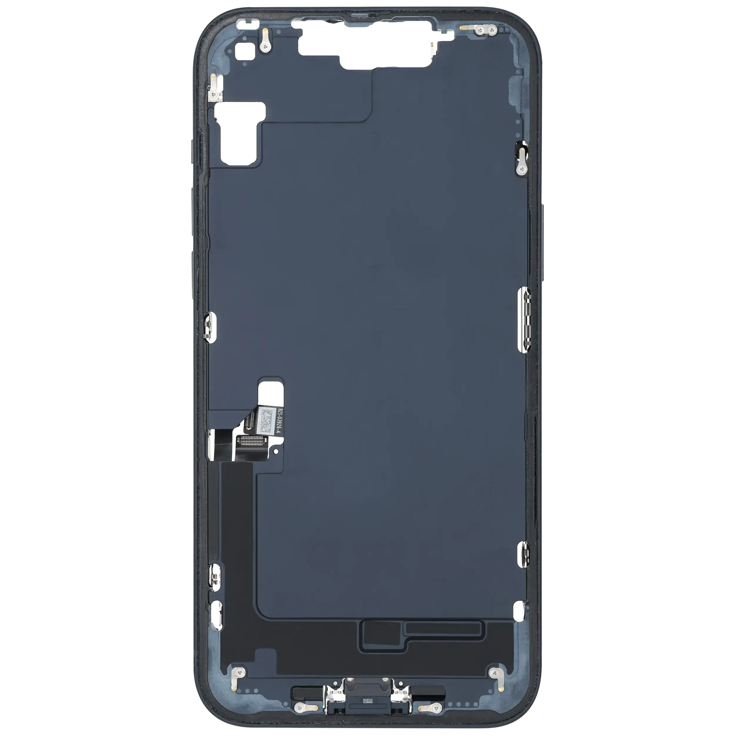 Mittelrahmen mit Ladebuchsen-Flex und Kleinteilen für iPhone 14 Plus (EU / globale Version) (ausgebautes Originalteil: Grade C) (Midnight) – Bild 3