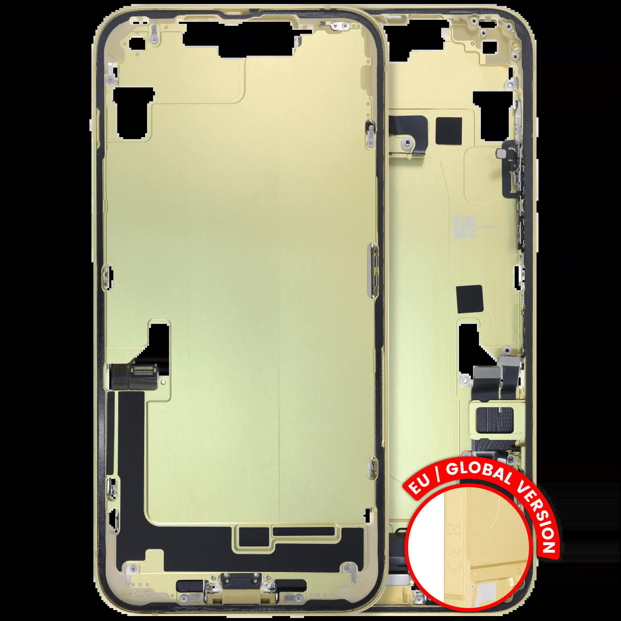 Mittelrahmen mit Ladebuchsen-Flex und Kleinteilen für iPhone 14 Plus (EU / globale Version) (ausgebautes Originalteil: Grade C) (Yellow)