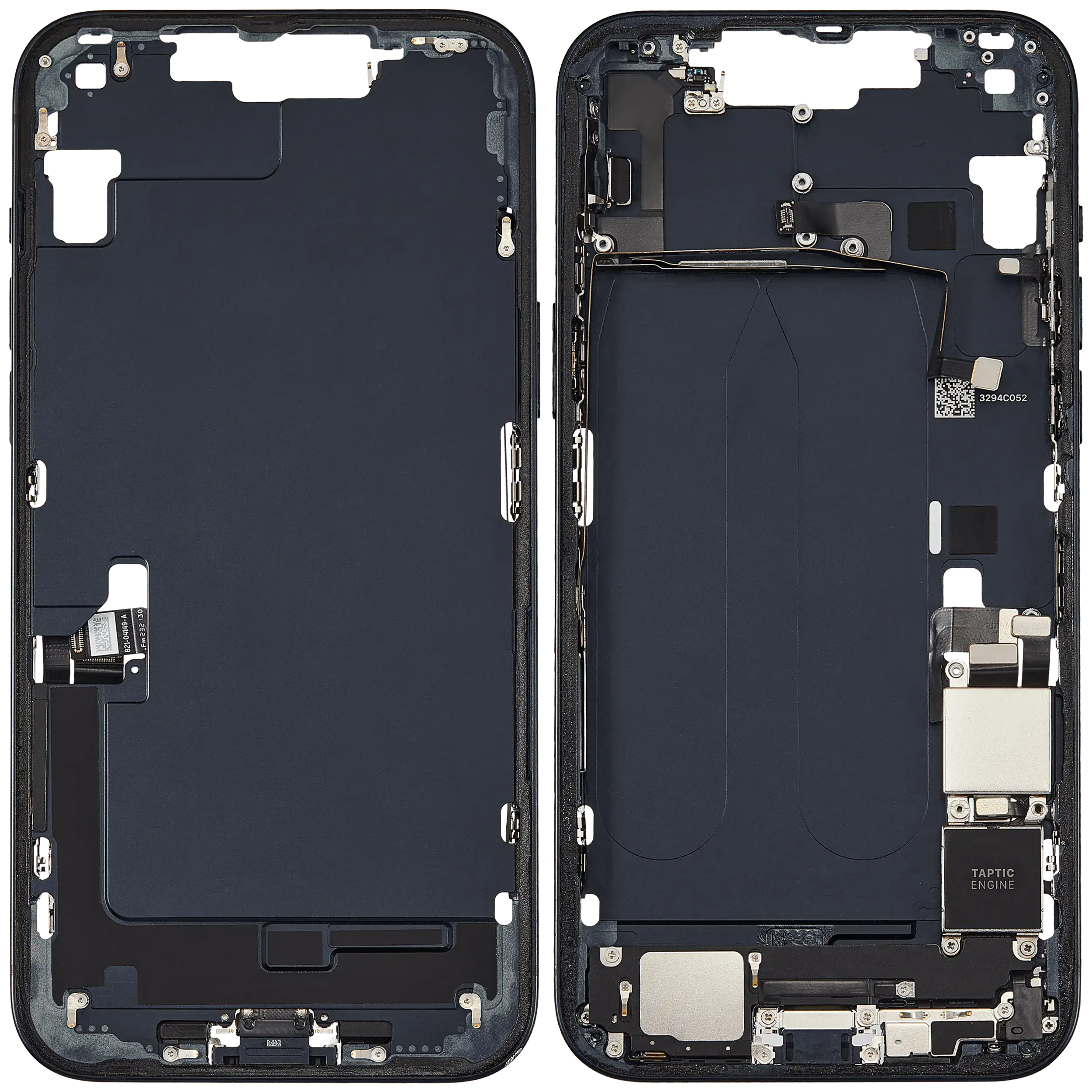 Mittelrahmen mit Ladebuchsen-Flex und Kleinteilen für iPhone 14 Plus (US-Version) (ausgebautes Originalteil: Grade A) (Midnight) – Bild 2
