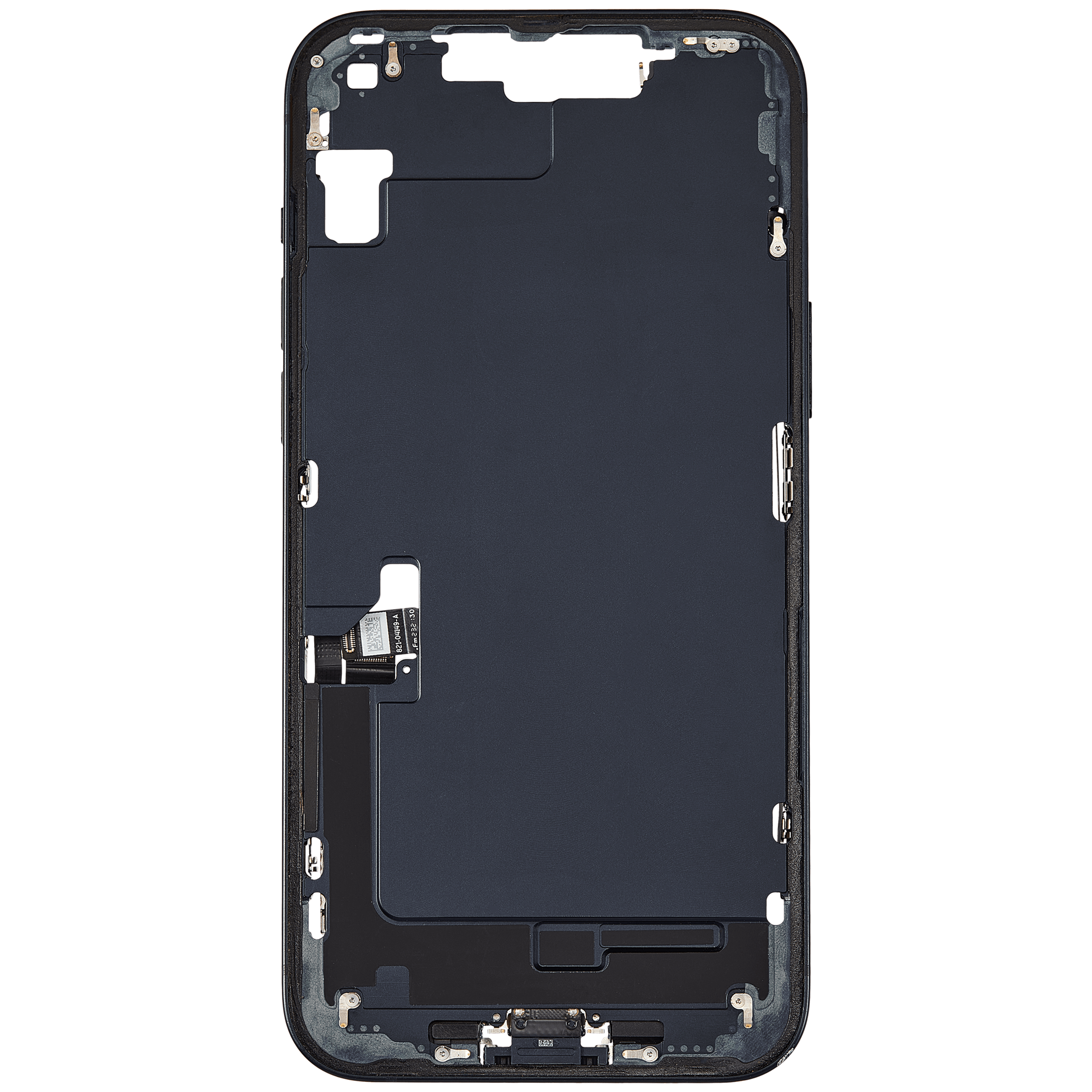 Mittelrahmen mit Ladebuchsen-Flex und Kleinteilen für iPhone 14 Plus (US-Version) (ausgebautes Originalteil: Grade A) (Midnight) – Bild 3