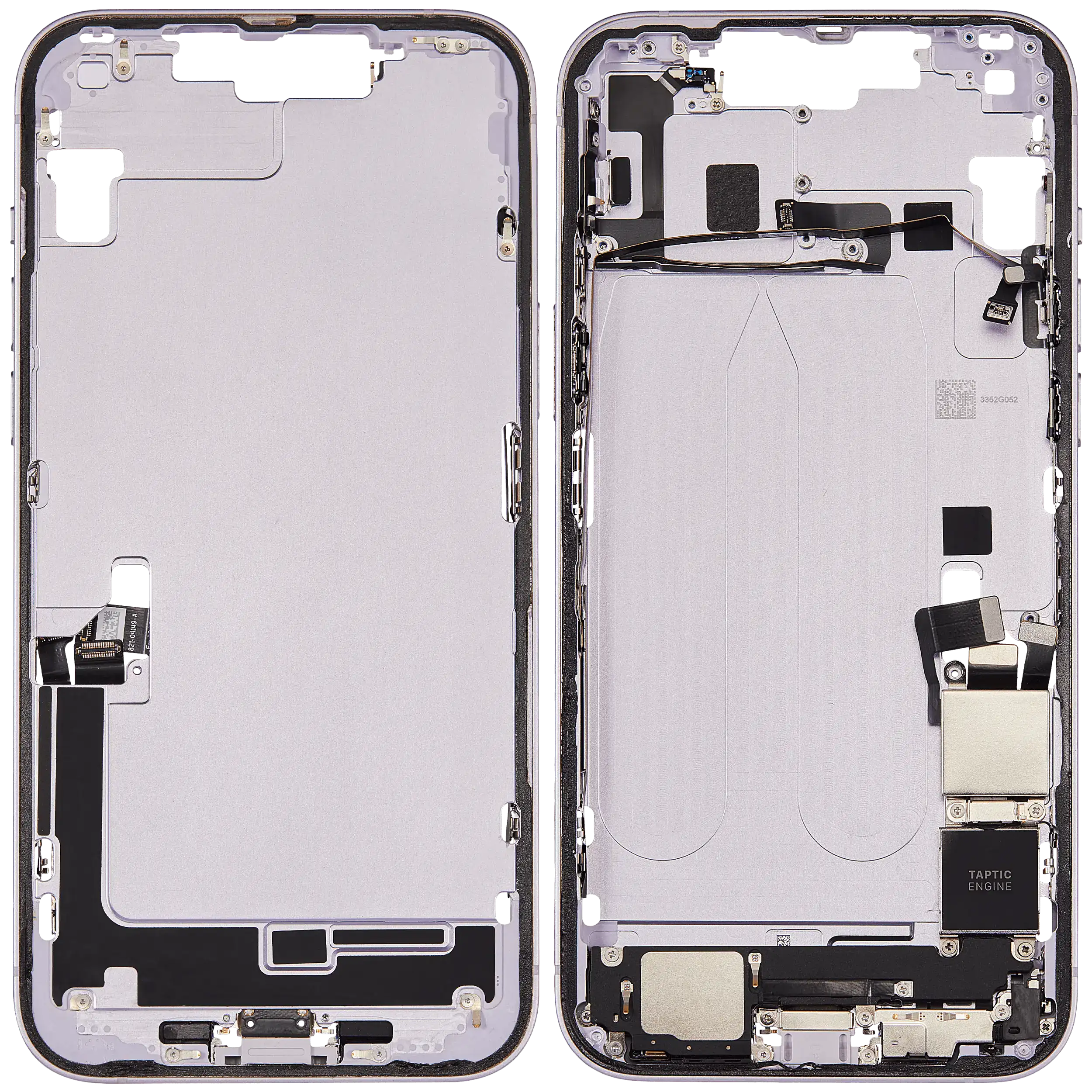 Mittelrahmen mit Ladebuchsen-Flex und Kleinteilen für iPhone 14 Plus (US-Version) (ausgebautes Originalteil: Grade A) (Purple (Violett)) – Bild 2