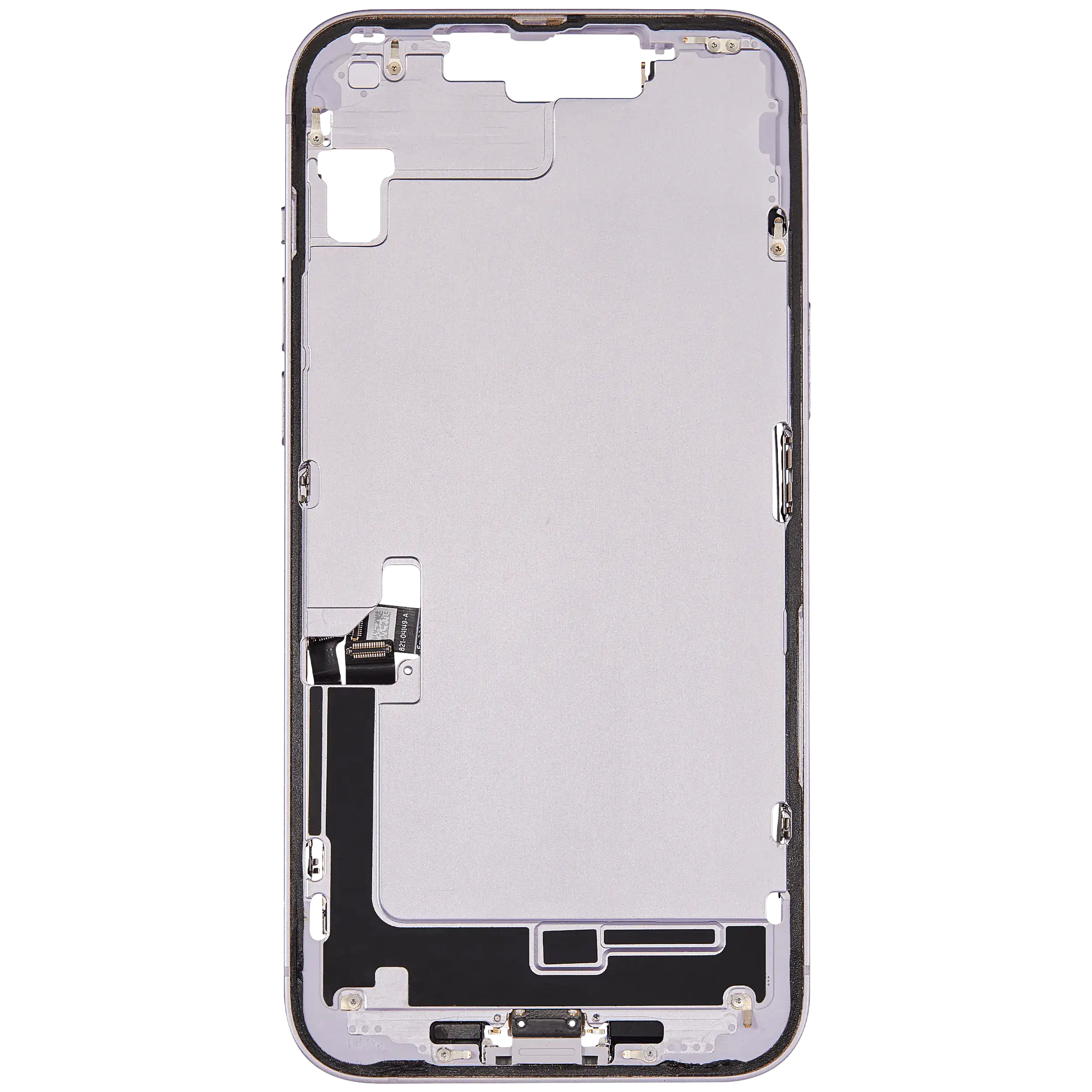 Mittelrahmen mit Ladebuchsen-Flex und Kleinteilen für iPhone 14 Plus (US-Version) (ausgebautes Originalteil: Grade A) (Purple (Violett)) – Bild 3