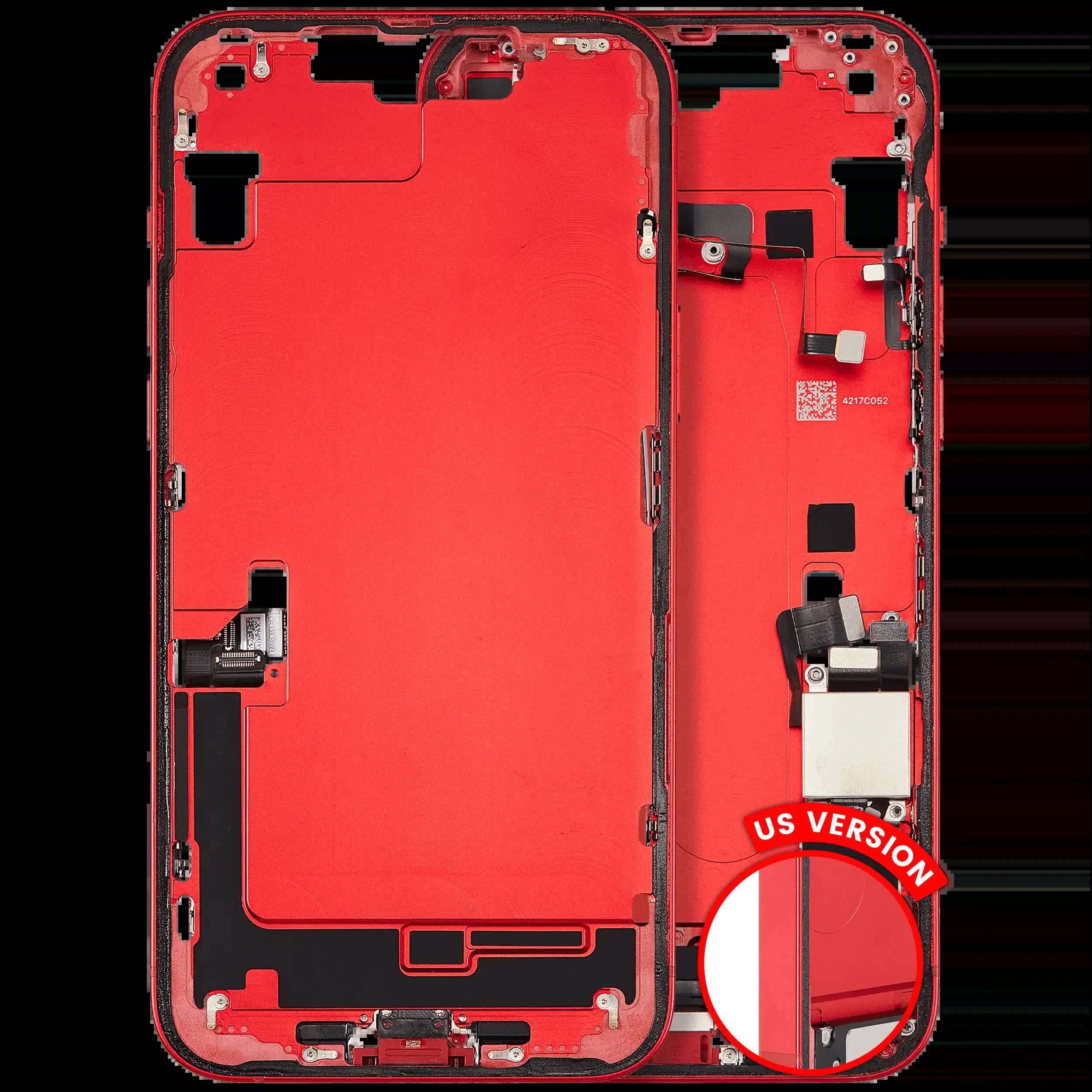 Mittelrahmen mit Ladebuchsen-Flex und Kleinteilen für iPhone 14 Plus (US-Version) (ausgebautes Originalteil: Grade A) (Red (Rot))