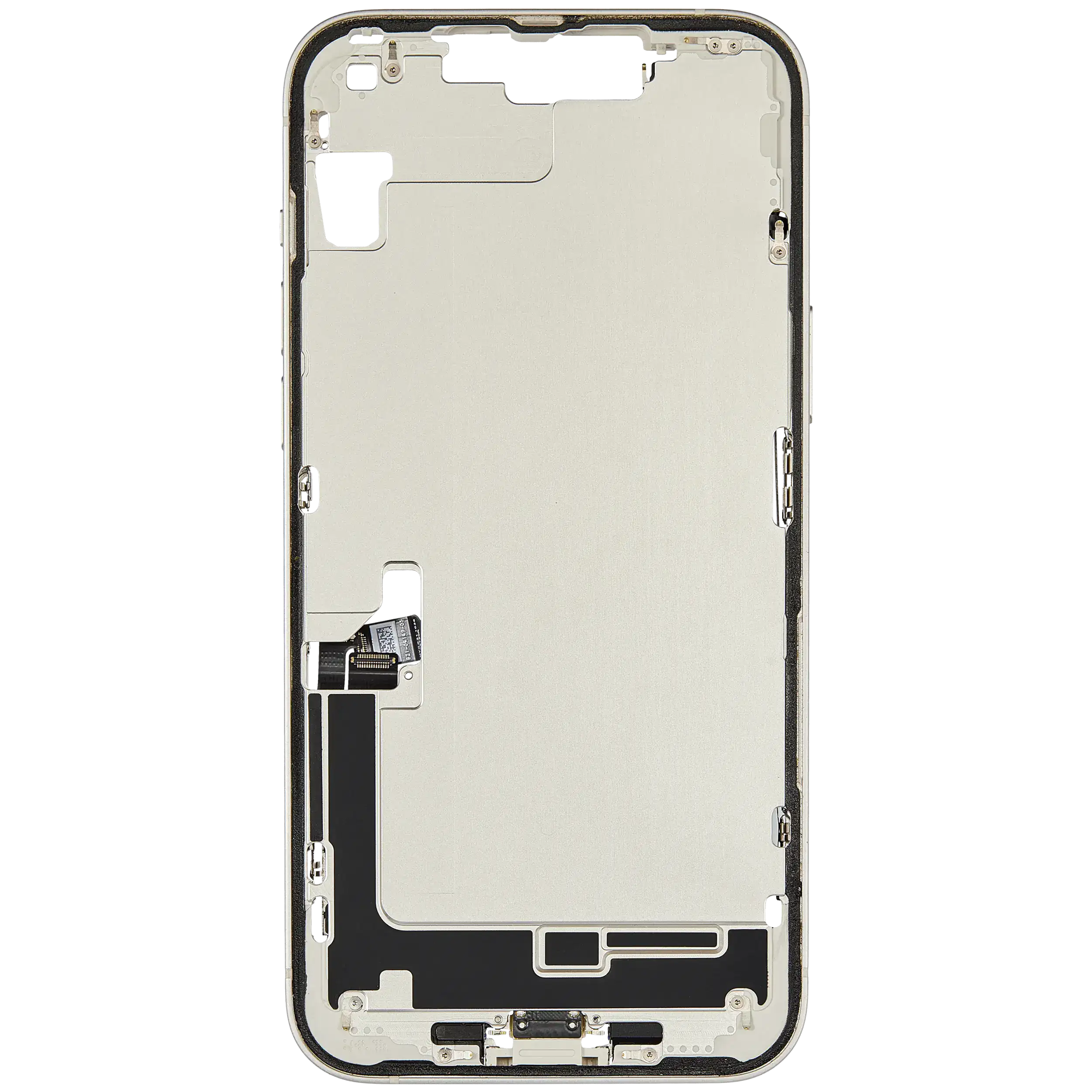 Mittelrahmen mit Ladebuchsen-Flex und Kleinteilen für iPhone 14 Plus (US-Version) (ausgebautes Originalteil: Grade A) (Starlight) – Bild 3