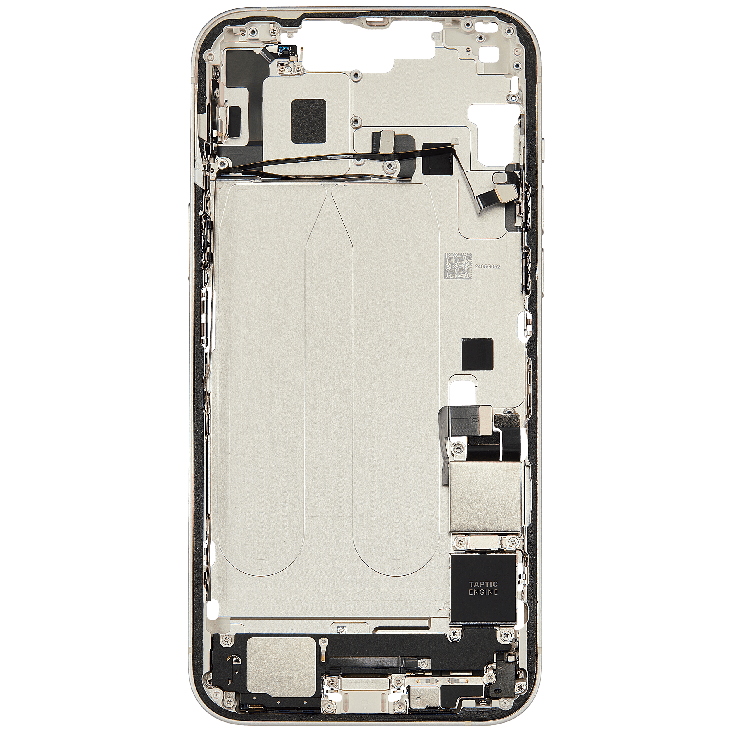 Mittelrahmen mit Ladebuchsen-Flex und Kleinteilen für iPhone 14 Plus (US-Version) (ausgebautes Originalteil: Grade A) (Starlight) – Bild 4