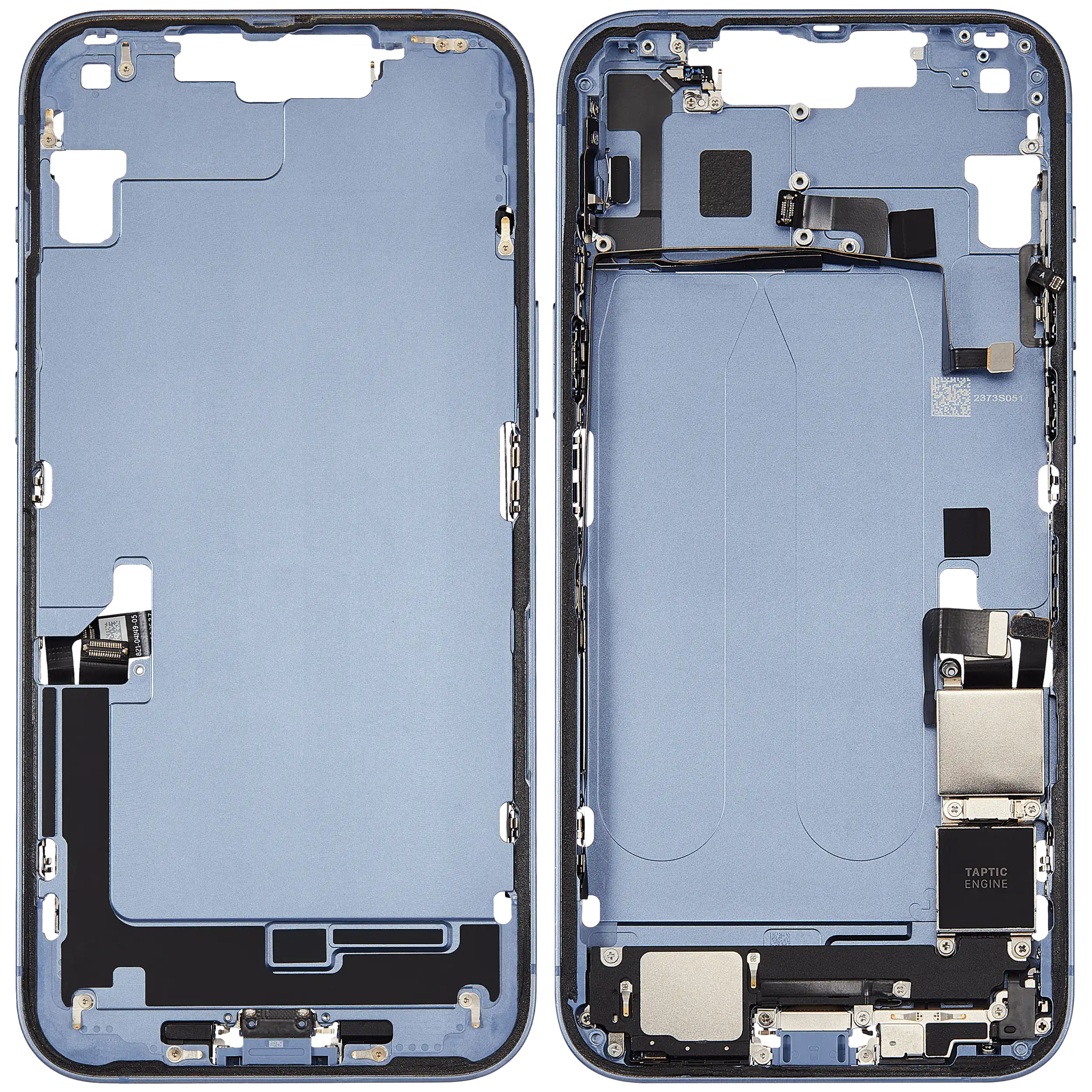 Mittelrahmen mit Ladebuchsen-Flex und Kleinteilen für iPhone 14 Plus (US-Version) (ausgebautes Originalteil: Grade B) (Blue (Blau)) – Bild 2