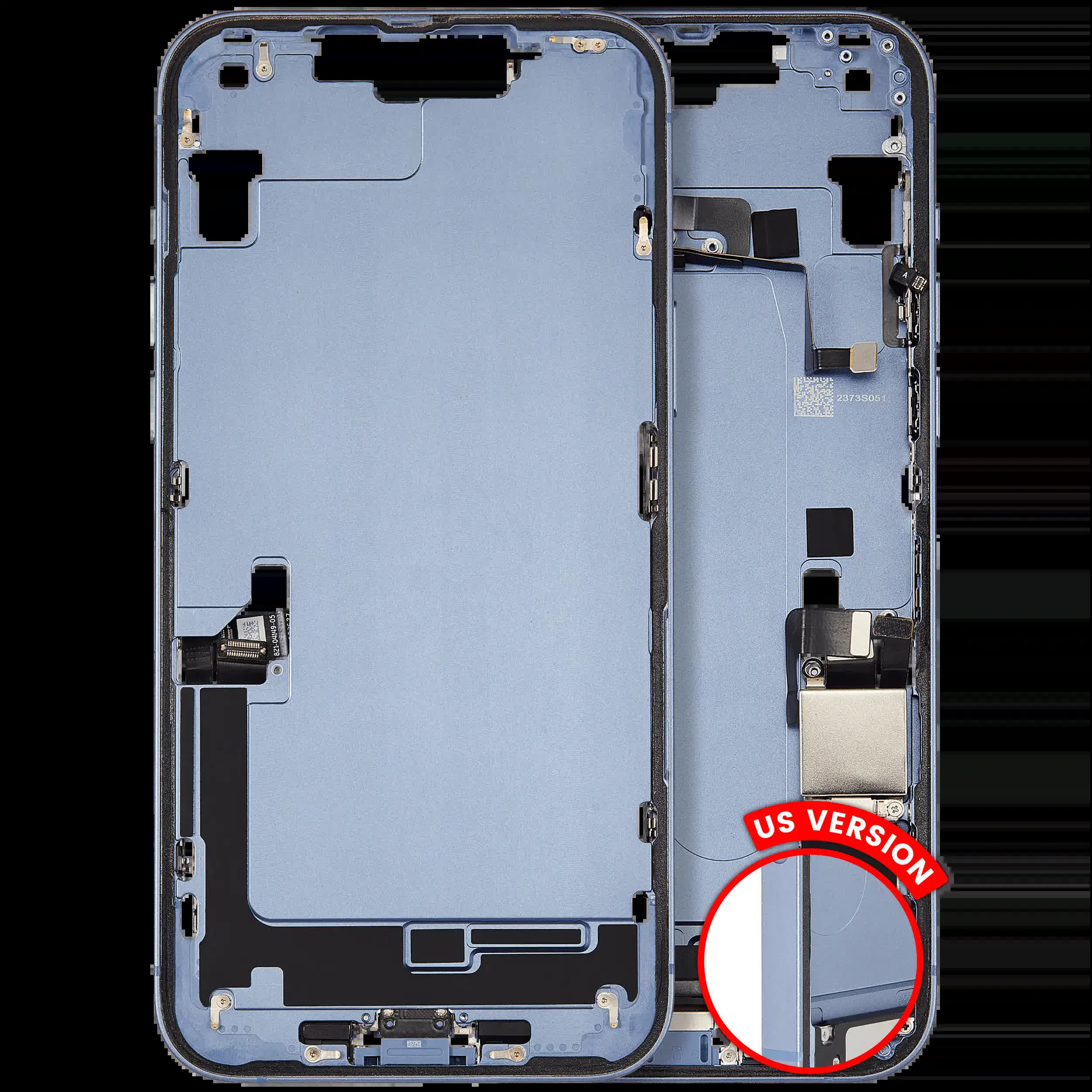 Mittelrahmen mit Ladebuchsen-Flex und Kleinteilen für iPhone 14 Plus (US-Version) (ausgebautes Originalteil: Grade B) (Blue (Blau))