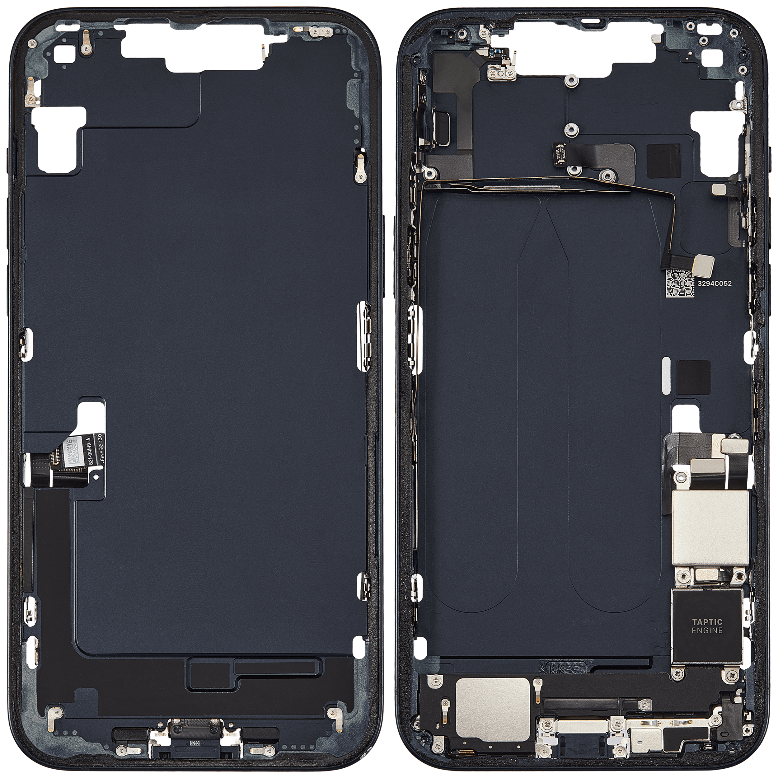 Mittelrahmen mit Ladebuchsen-Flex und Kleinteilen für iPhone 14 Plus (US-Version) (ausgebautes Originalteil: Grade B) (Midnight) – Bild 2