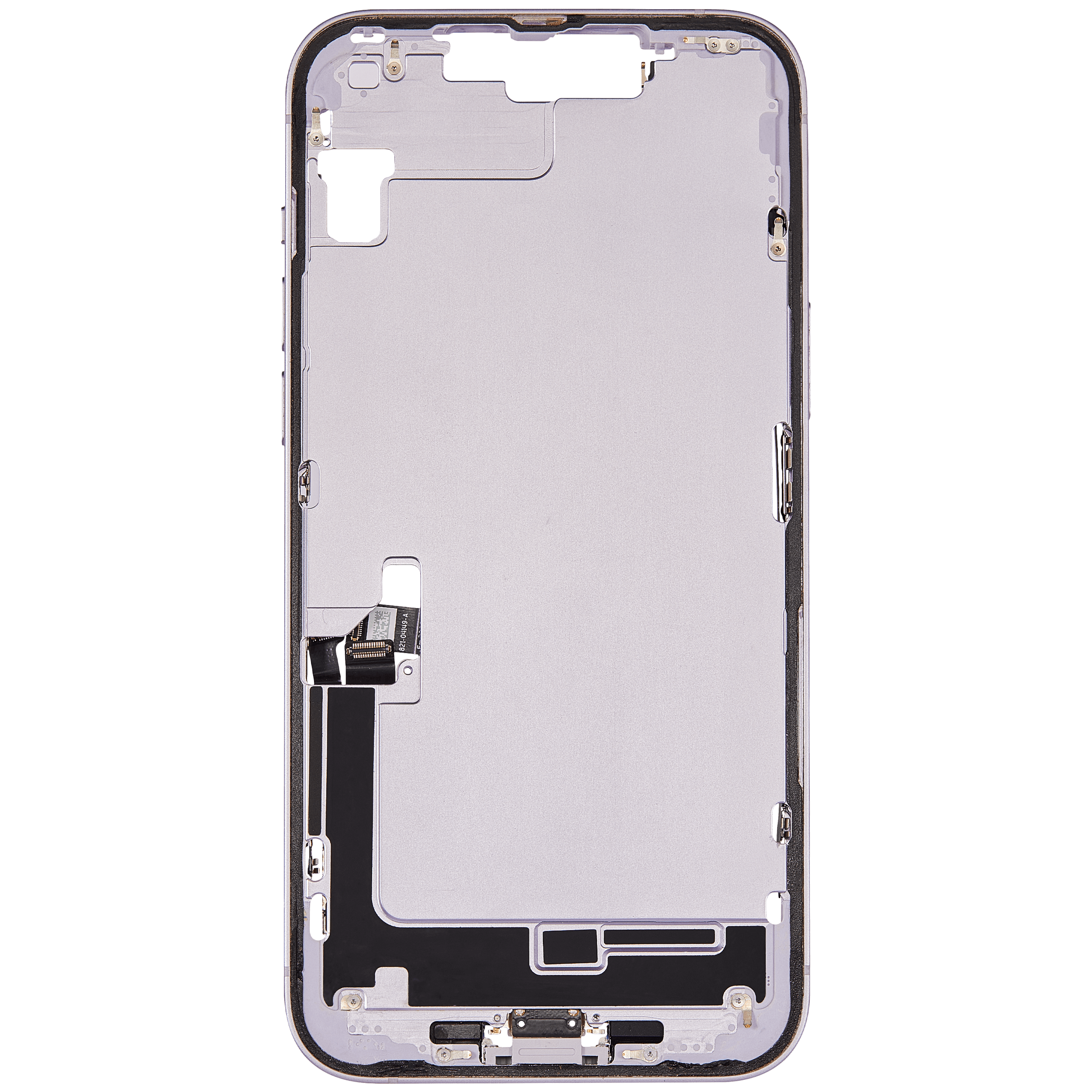 Mittelrahmen mit Ladebuchsen-Flex und Kleinteilen für iPhone 14 Plus (US-Version) (ausgebautes Originalteil: Grade B) (Purple (Violett)) – Bild 3