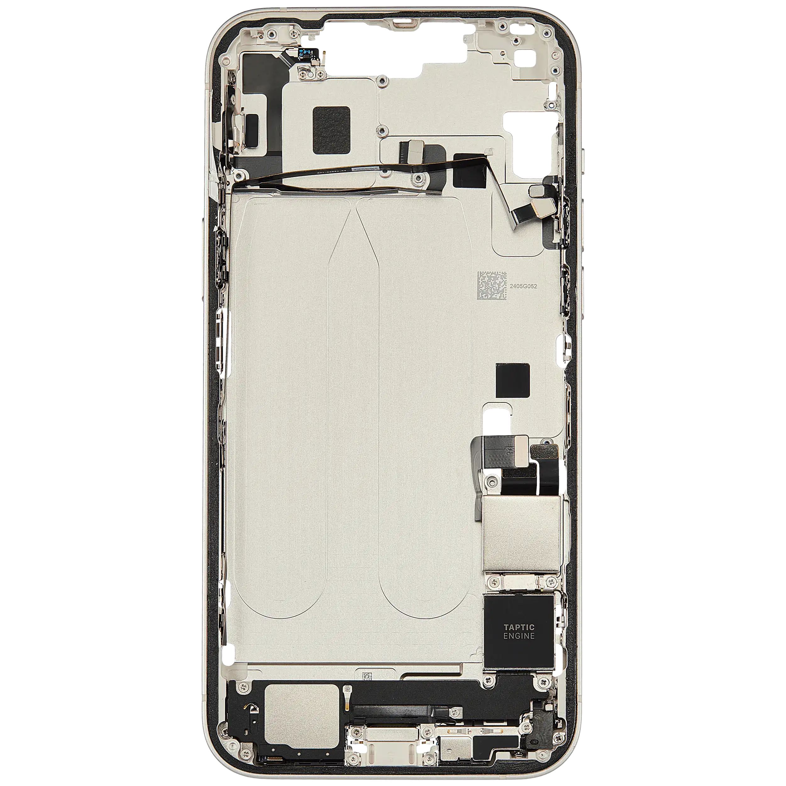 Mittelrahmen mit Ladebuchsen-Flex und Kleinteilen für iPhone 14 Plus (US-Version) (ausgebautes Originalteil: Grade C) (Starlight) – Bild 4