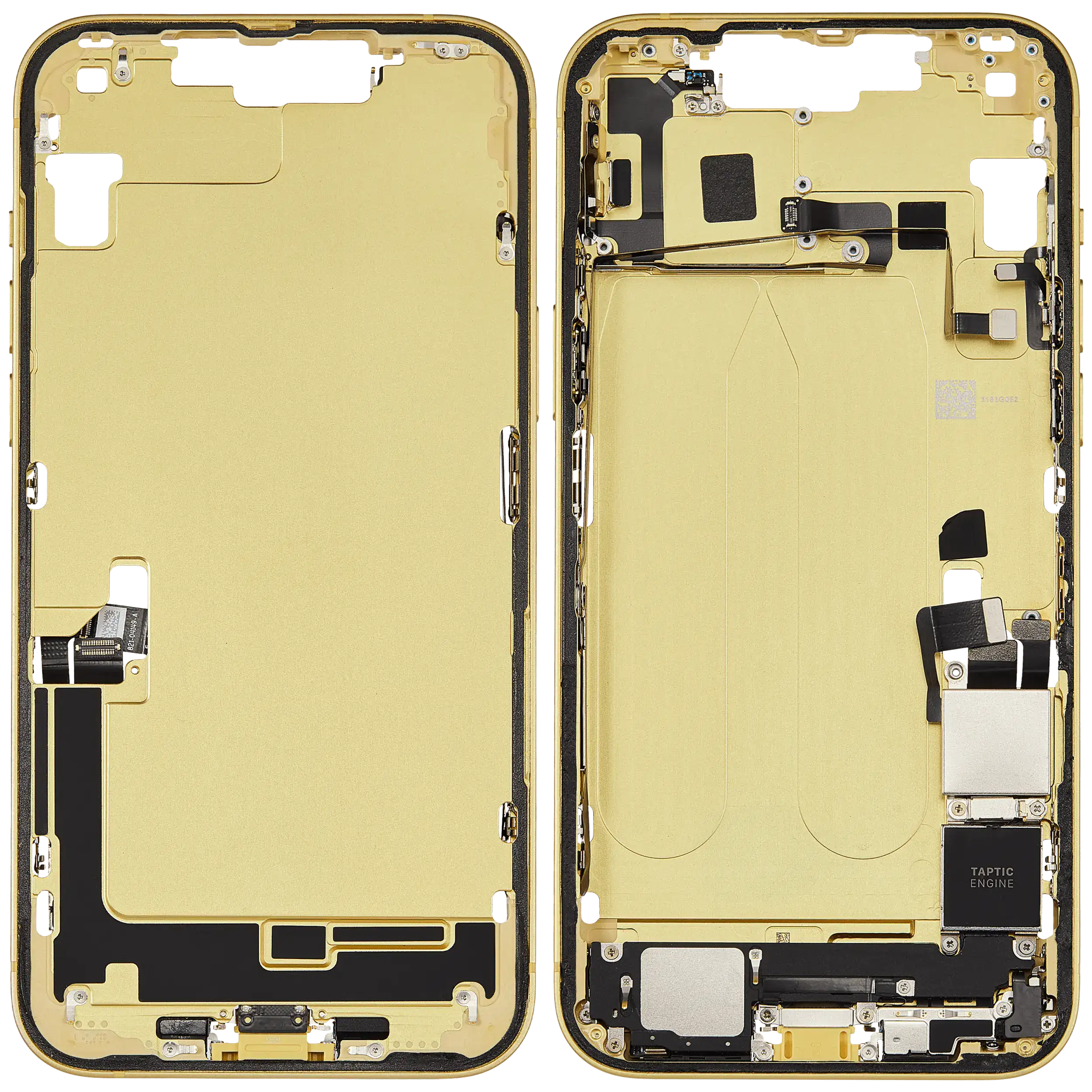 Mittelrahmen mit Ladebuchsen-Flex und Kleinteilen für iPhone 14 Plus (US-Version) (ausgebautes Originalteil: Grade C) (Yellow) – Bild 2