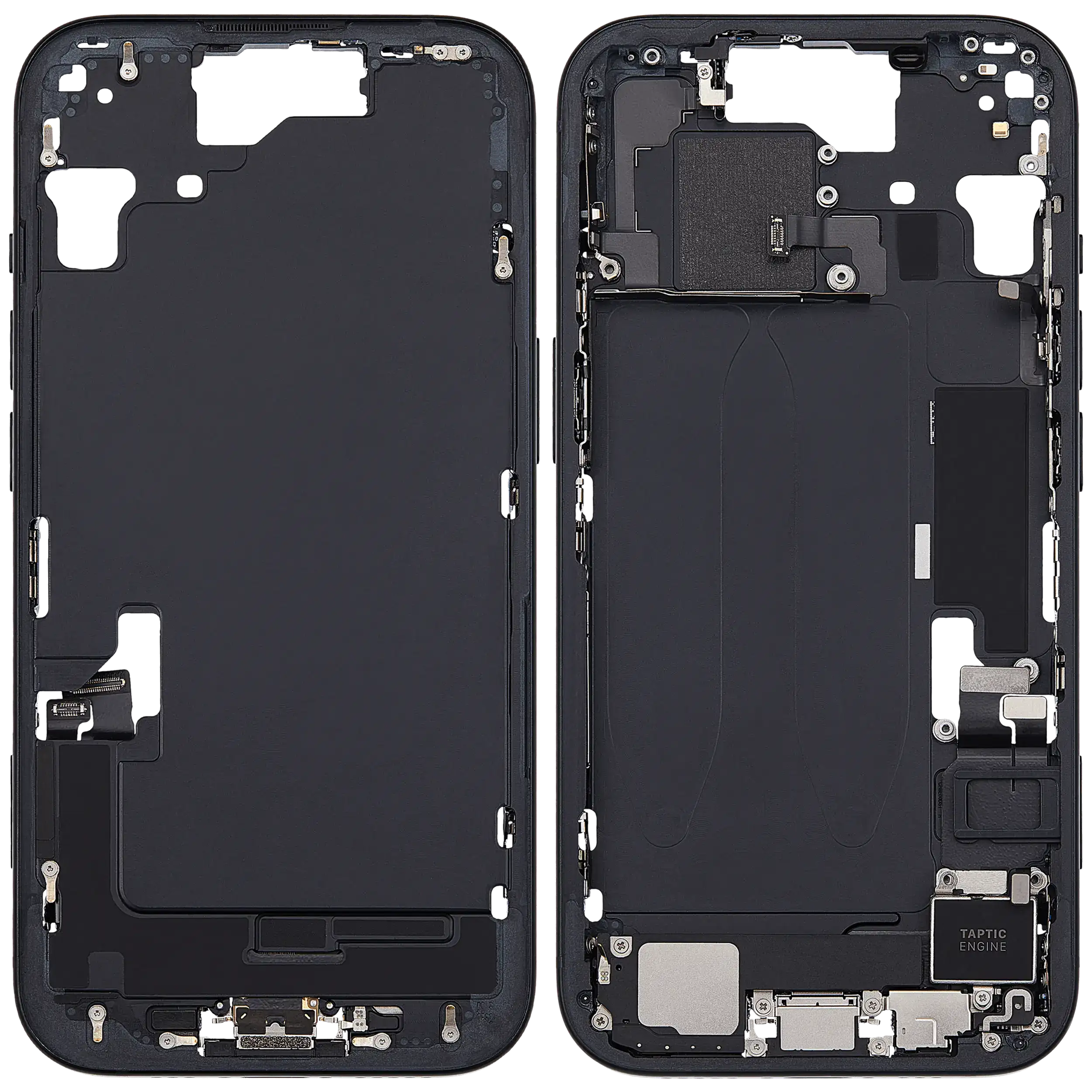 Mittelrahmen mit Ladebuchsen-Flex und Kleinteilen für iPhone 15 (EU / globale Version) (ausgebautes Originalteil: Grade B) (Black (Schwarz)) – Bild 2