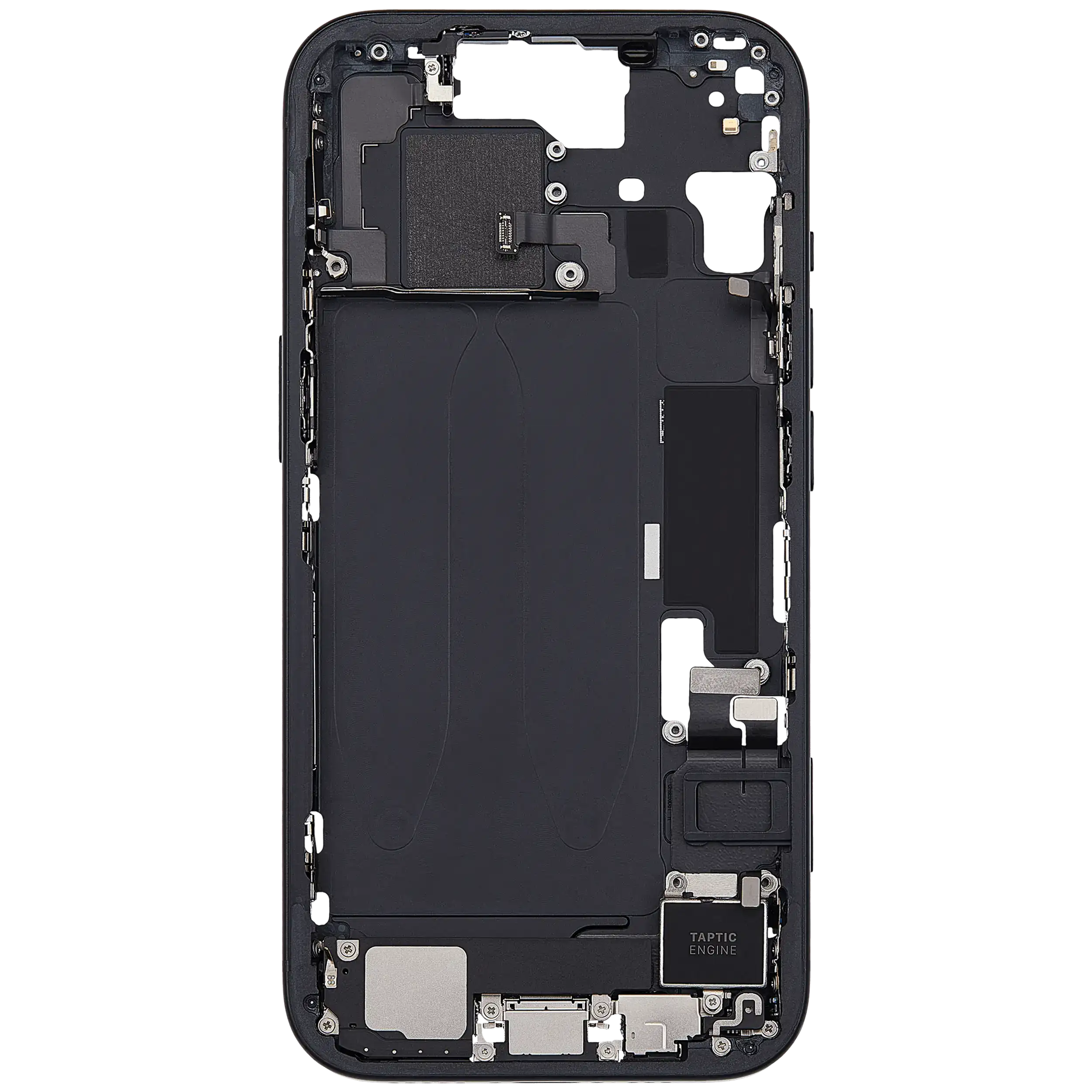 Mittelrahmen mit Ladebuchsen-Flex und Kleinteilen für iPhone 15 (EU / globale Version) (ausgebautes Originalteil: Grade B) (Black (Schwarz)) – Bild 4