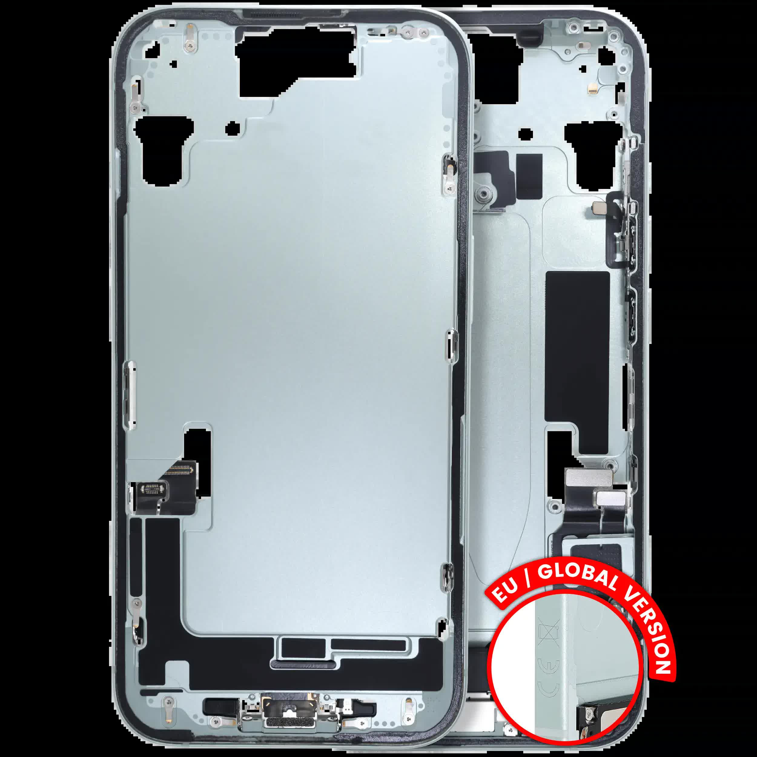 Mittelrahmen mit Ladebuchsen-Flex und Kleinteilen für iPhone 15 (EU / globale Version) (ausgebautes Originalteil: Grade B) (Green (Grün))