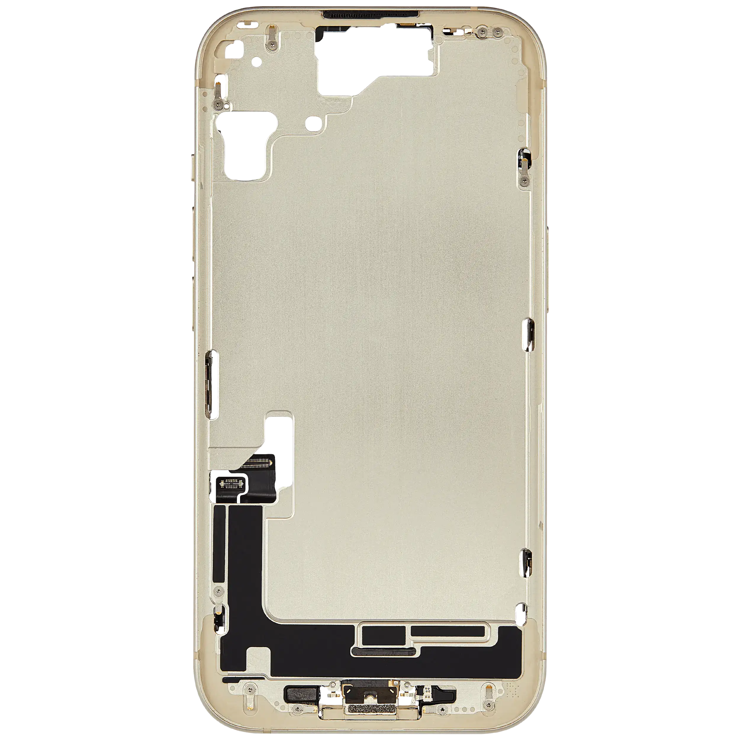 Mittelrahmen mit Ladebuchsen-Flex und Kleinteilen für iPhone 15 (EU / globale Version) (ausgebautes Originalteil: Grade B) (Yellow) – Bild 3