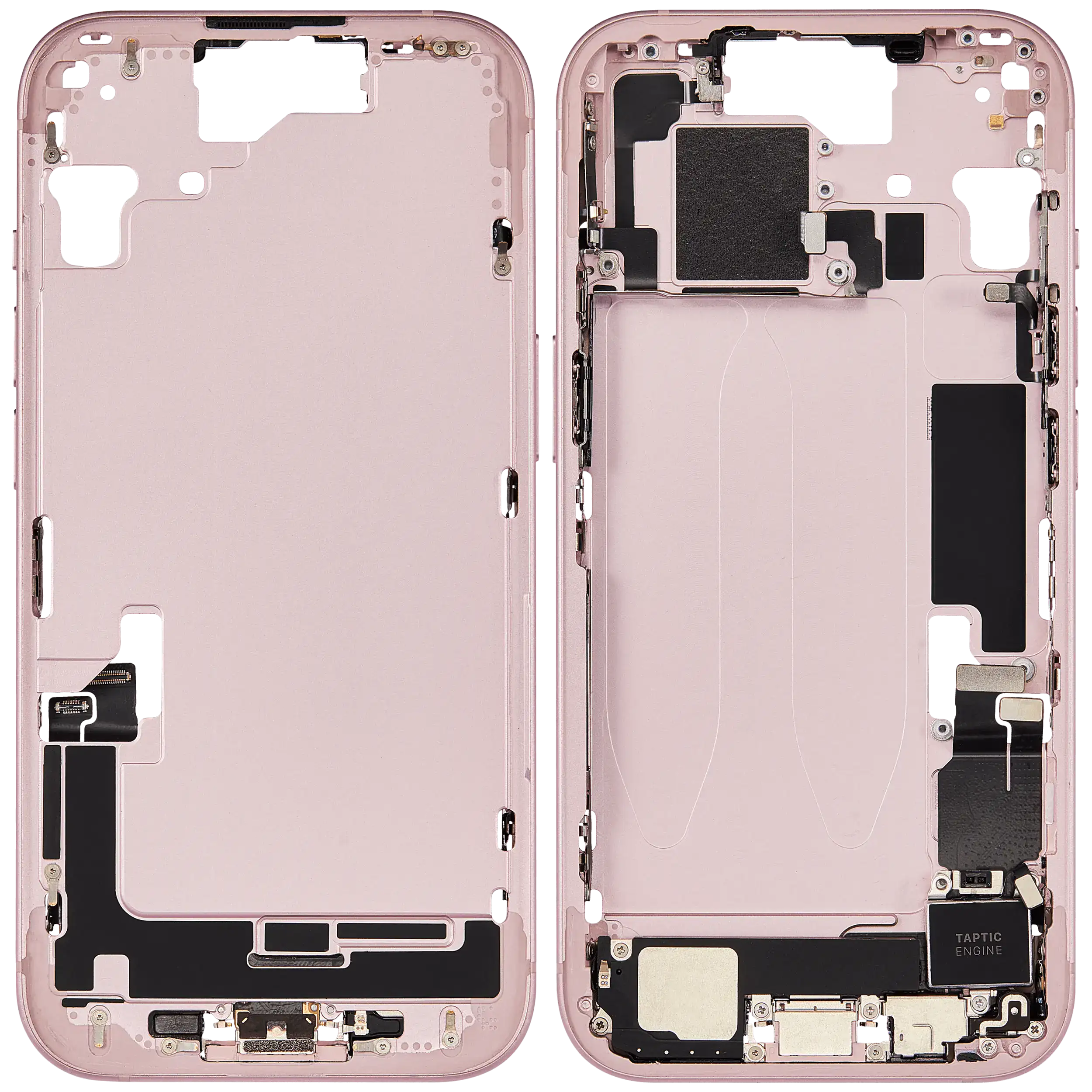 Mittelrahmen mit Ladebuchsen-Flex und Kleinteilen für iPhone 15 (EU / globale Version) (ausgebautes Originalteil: Grade B) (Pink (Rosa)) – Bild 2