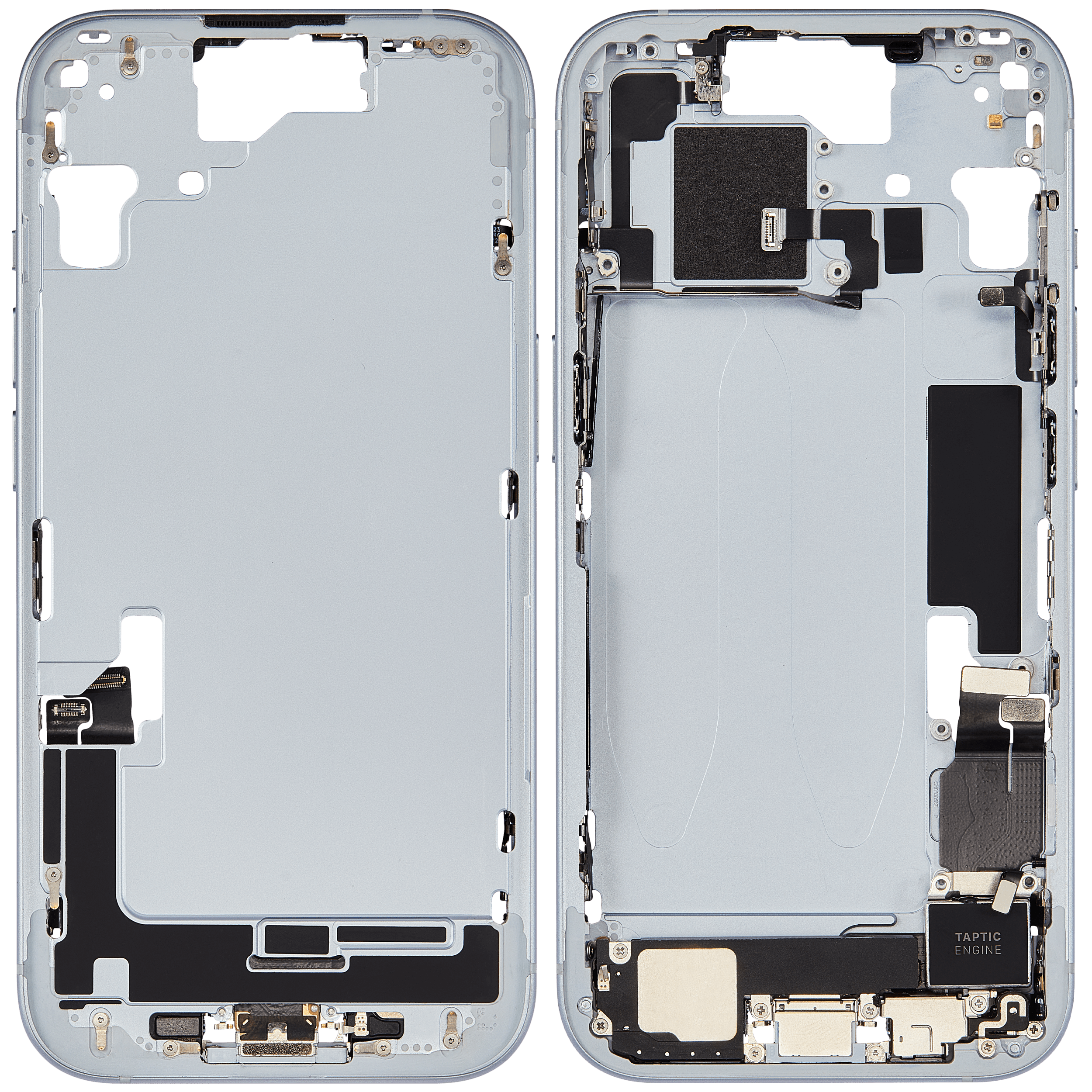 Mittelrahmen mit Ladebuchsen-Flex und Kleinteilen für iPhone 15 (EU / globale Version) (ausgebautes Originalteil: Grade C) (Blue (Blau)) – Bild 2