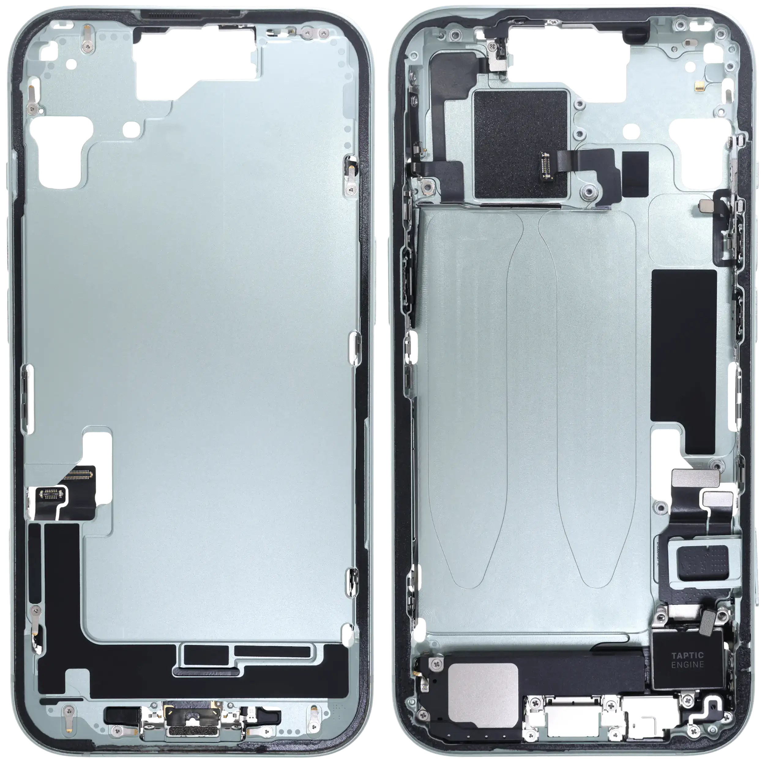 Mittelrahmen mit Ladebuchsen-Flex und Kleinteilen für iPhone 15 (EU / globale Version) (ausgebautes Originalteil: Grade C) (Green (Grün)) – Bild 2