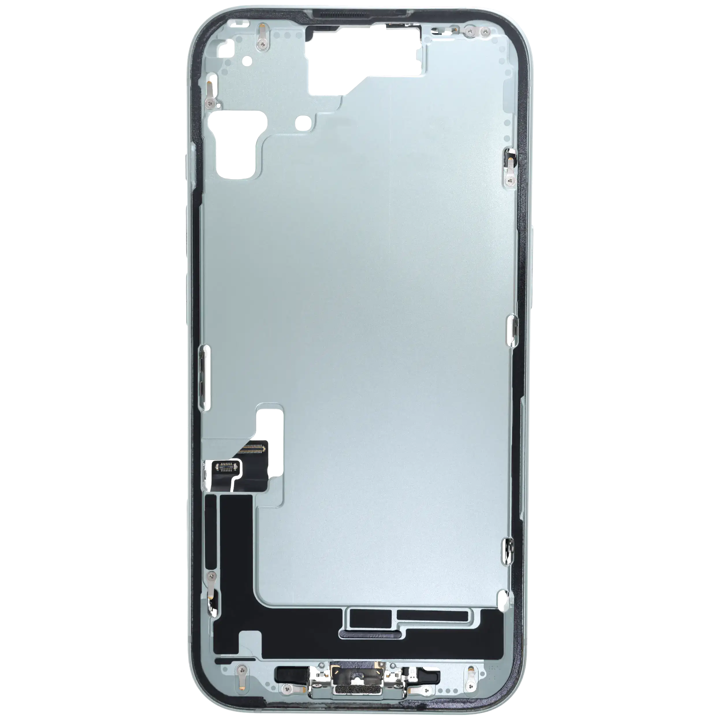 Mittelrahmen mit Ladebuchsen-Flex und Kleinteilen für iPhone 15 (EU / globale Version) (ausgebautes Originalteil: Grade C) (Green (Grün)) – Bild 3
