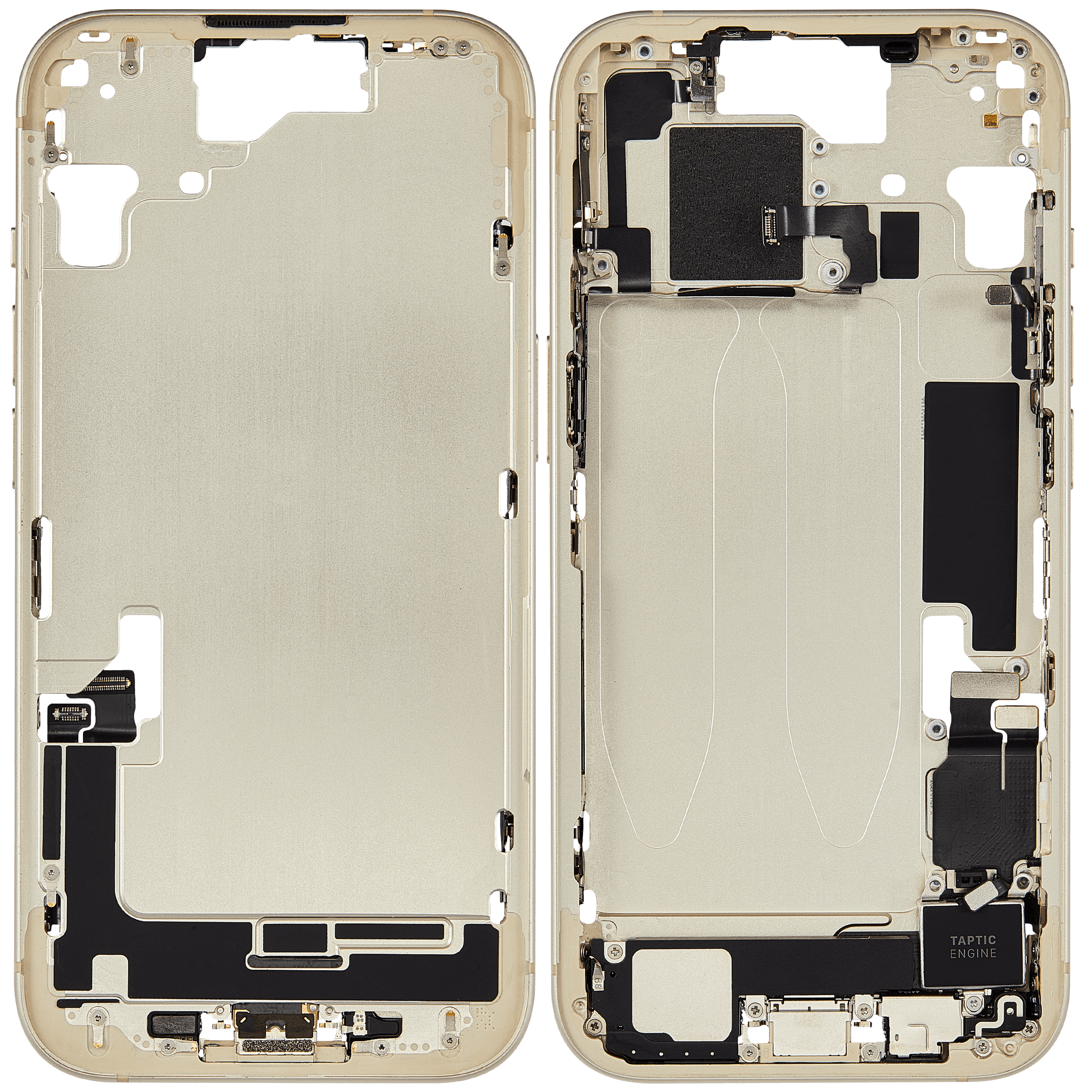 Mittelrahmen mit Ladebuchsen-Flex und Kleinteilen für iPhone 15 (EU / globale Version) (ausgebautes Originalteil: Grade C) (Yellow) – Bild 2