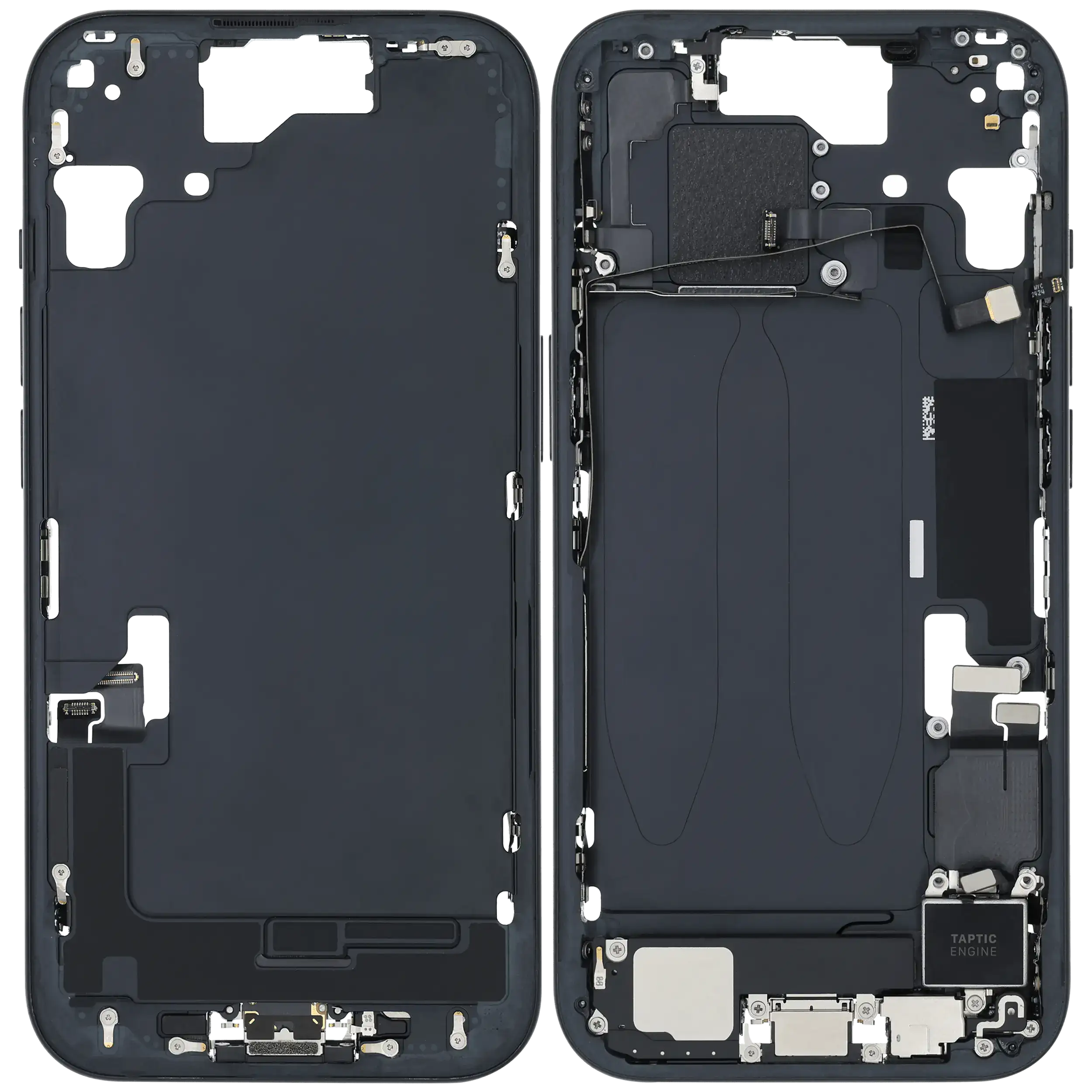 Mittelrahmen mit Ladebuchsen-Flex und Kleinteilen für iPhone 15 (US-Version) (ausgebautes Originalteil: Grade A) (Black (Schwarz)) – Bild 2