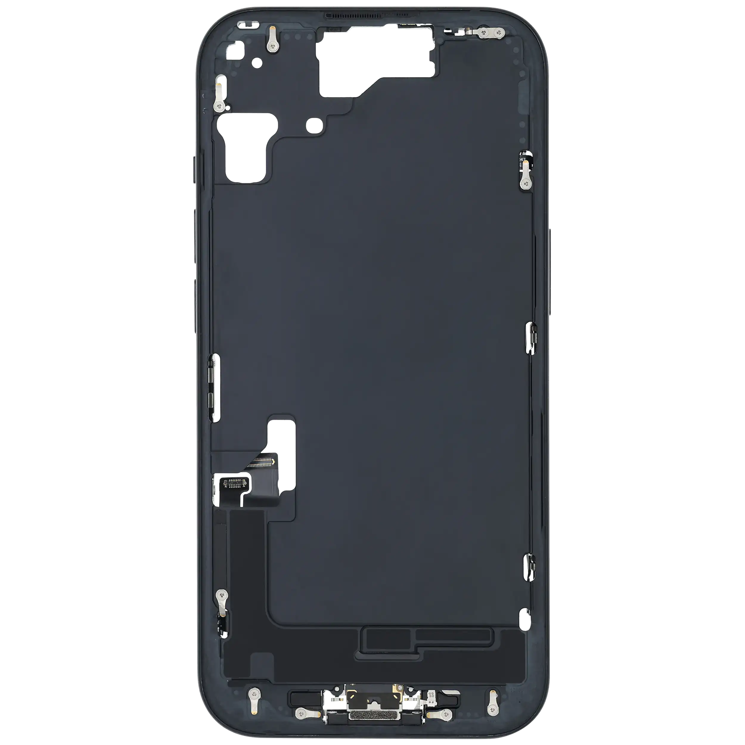 Mittelrahmen mit Ladebuchsen-Flex und Kleinteilen für iPhone 15 (US-Version) (ausgebautes Originalteil: Grade A) (Black (Schwarz)) – Bild 3
