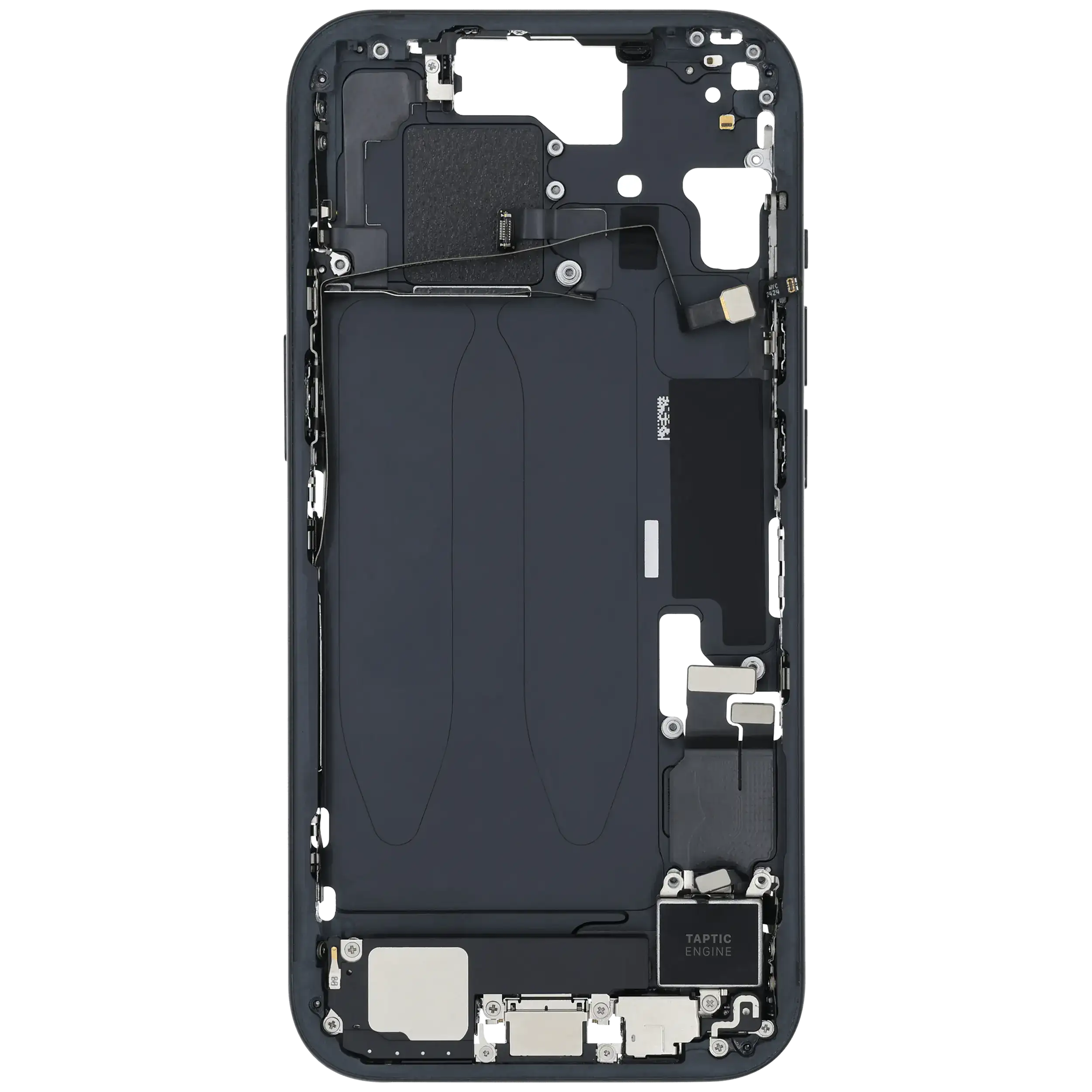 Mittelrahmen mit Ladebuchsen-Flex und Kleinteilen für iPhone 15 (US-Version) (ausgebautes Originalteil: Grade A) (Black (Schwarz)) – Bild 4