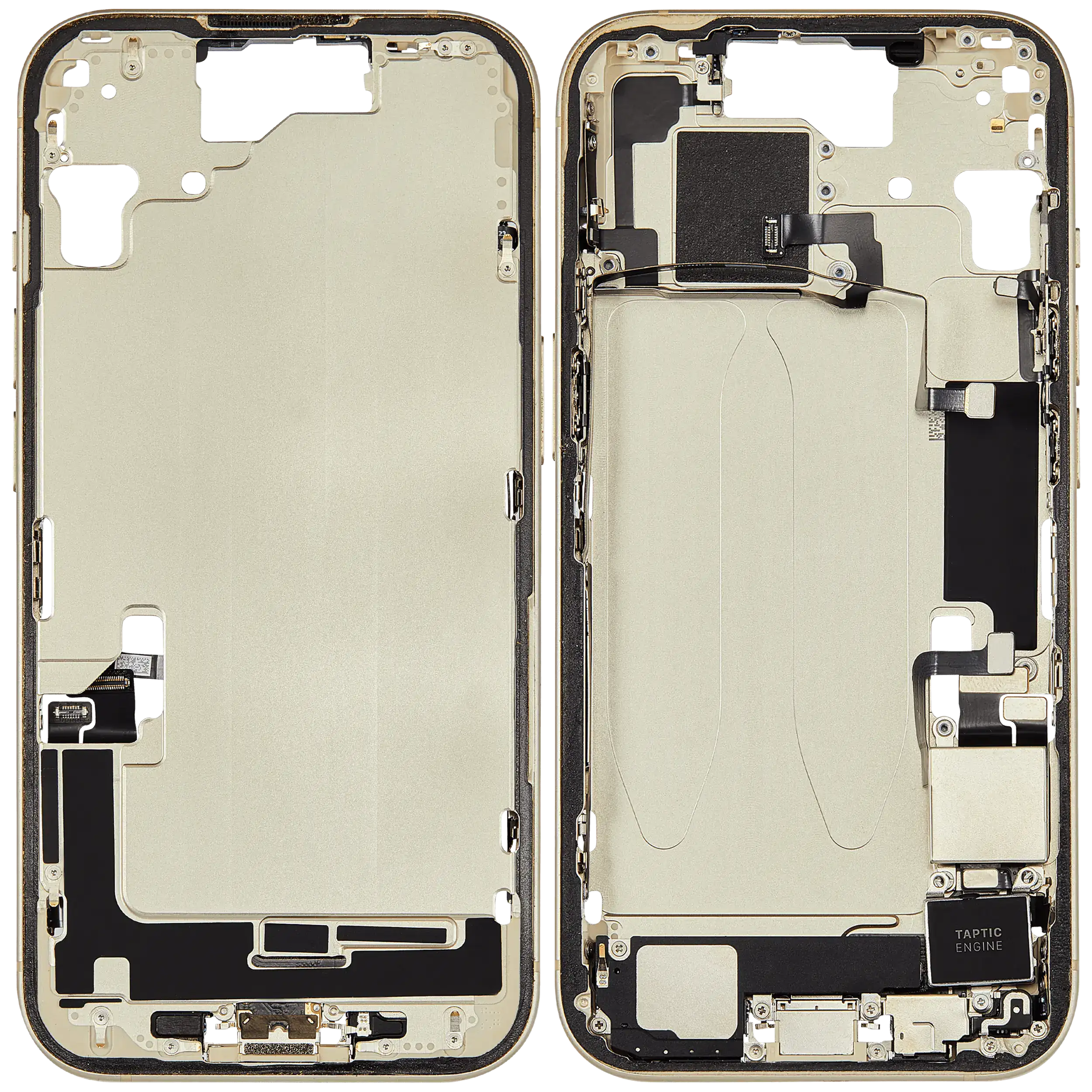 Mittelrahmen mit Ladebuchsen-Flex und Kleinteilen für iPhone 15 (US-Version) (ausgebautes Originalteil: Grade A) (Yellow) – Bild 2