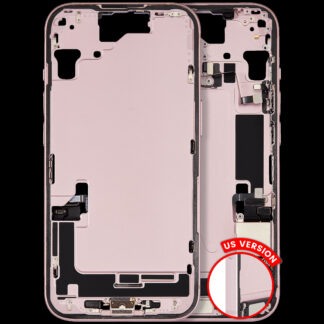Mittelrahmen mit Ladebuchsen-Flex und Kleinteilen für iPhone 15 (US-Version) (ausgebautes Originalteil: Grade A) (Pink (Rosa))