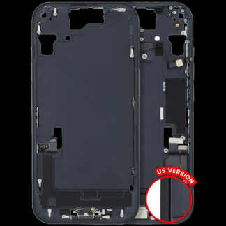 Mittelrahmen mit Ladebuchsen-Flex und Kleinteilen für iPhone 15 (US-Version) (ausgebautes Originalteil: Grade C) (Black (Schwarz))