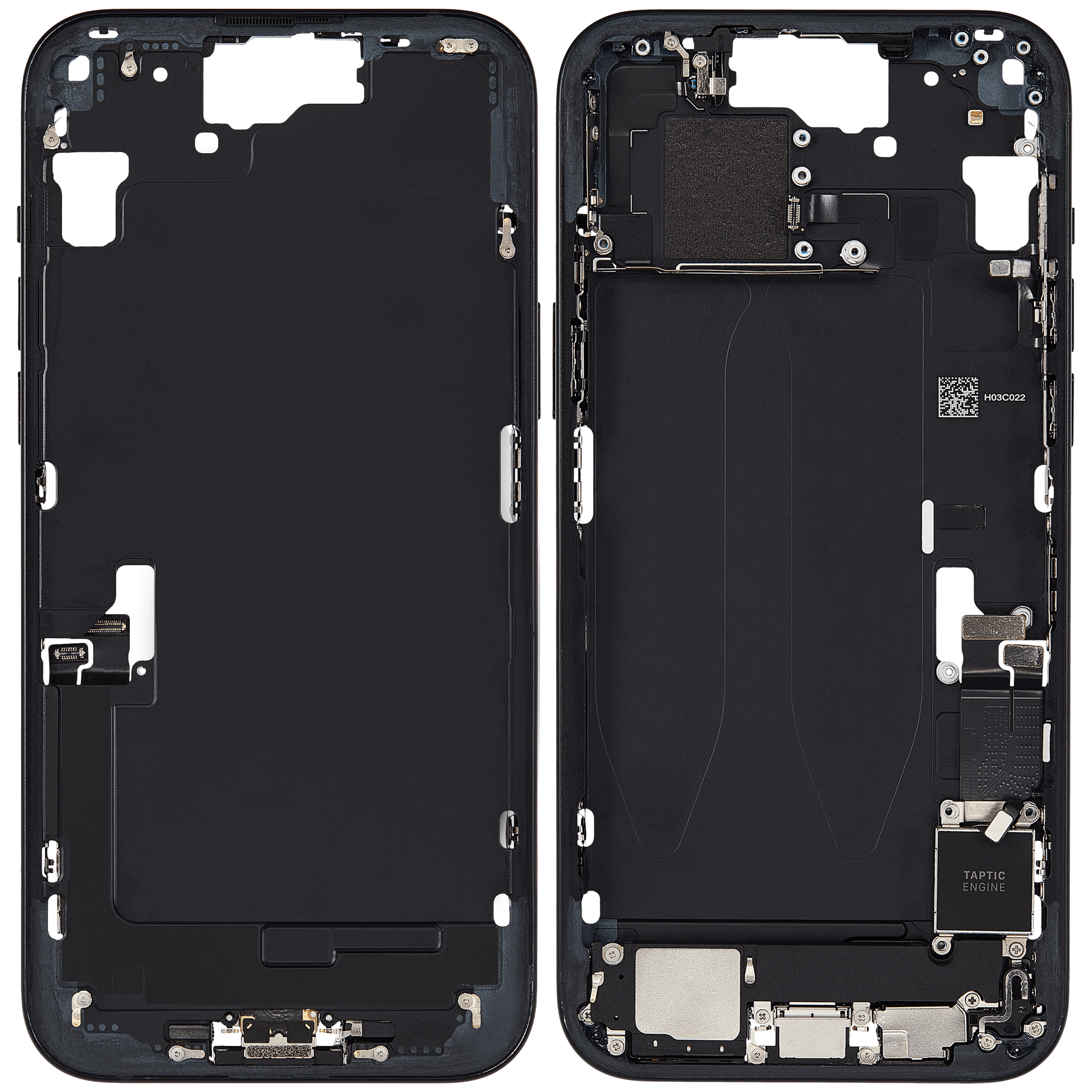Mittelrahmen mit Ladebuchsen-Flex und Kleinteilen für iPhone 15 Plus (EU / globale Version) (ausgebautes Originalteil: Grade B) (Black (Schwarz)) – Bild 2