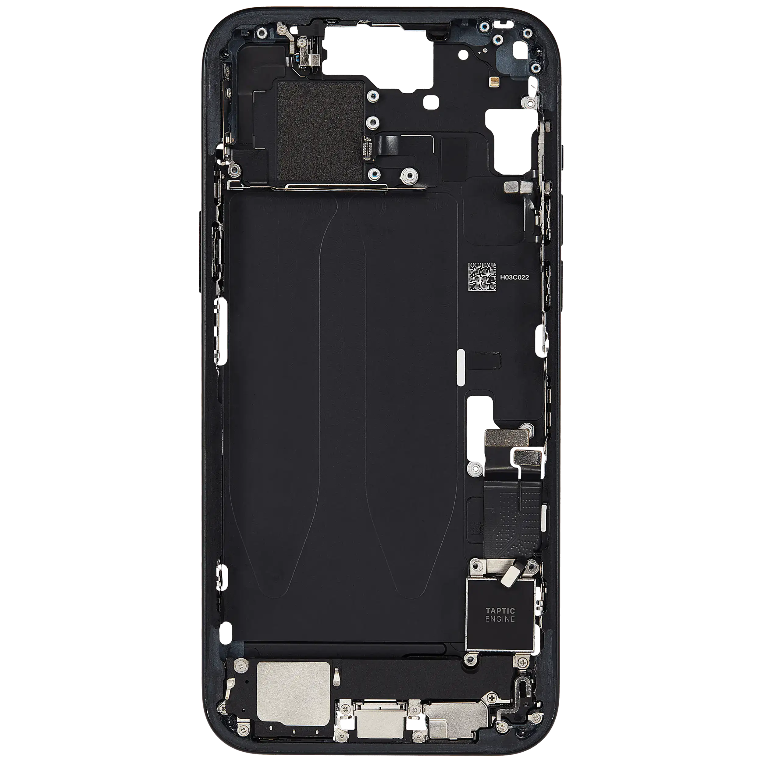 Mittelrahmen mit Ladebuchsen-Flex und Kleinteilen für iPhone 15 Plus (EU / globale Version) (ausgebautes Originalteil: Grade B) (Black (Schwarz)) – Bild 4