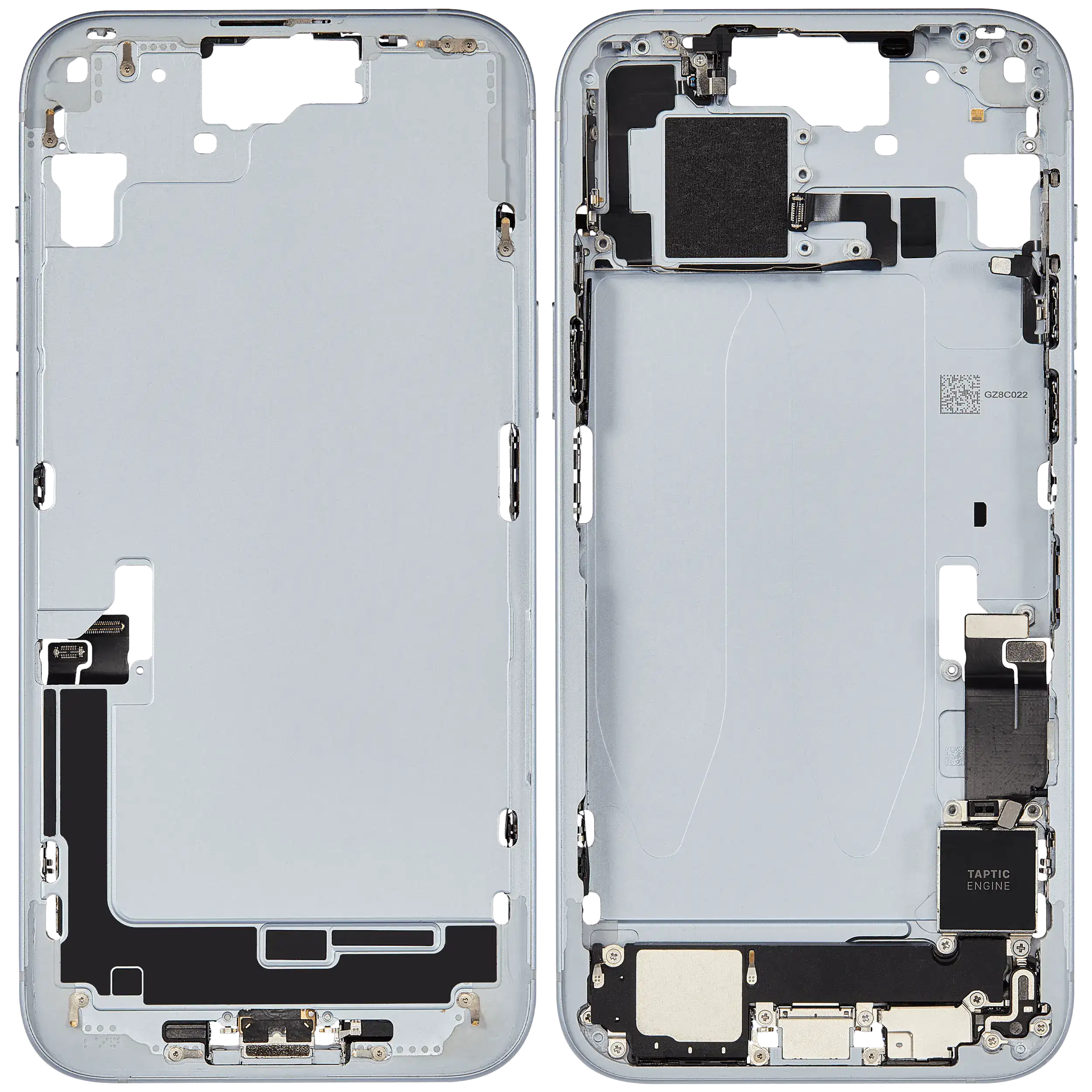 Mittelrahmen mit Ladebuchsen-Flex und Kleinteilen für iPhone 15 Plus (EU / globale Version) (ausgebautes Originalteil: Grade B) (Blue (Blau)) – Bild 2
