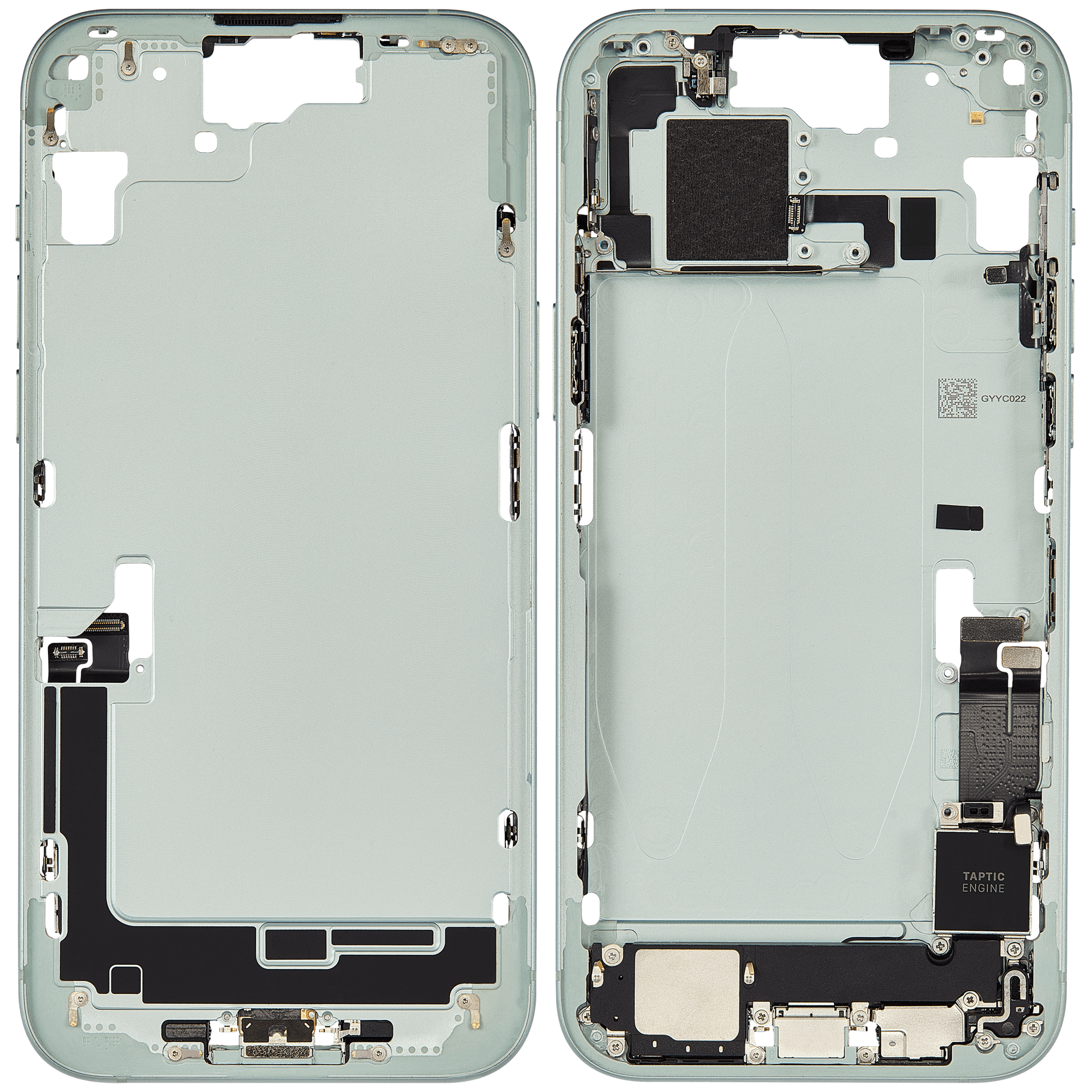 Mittelrahmen mit Ladebuchsen-Flex und Kleinteilen für iPhone 15 Plus (EU / globale Version) (ausgebautes Originalteil: Grade B) (Green (Grün)) – Bild 2