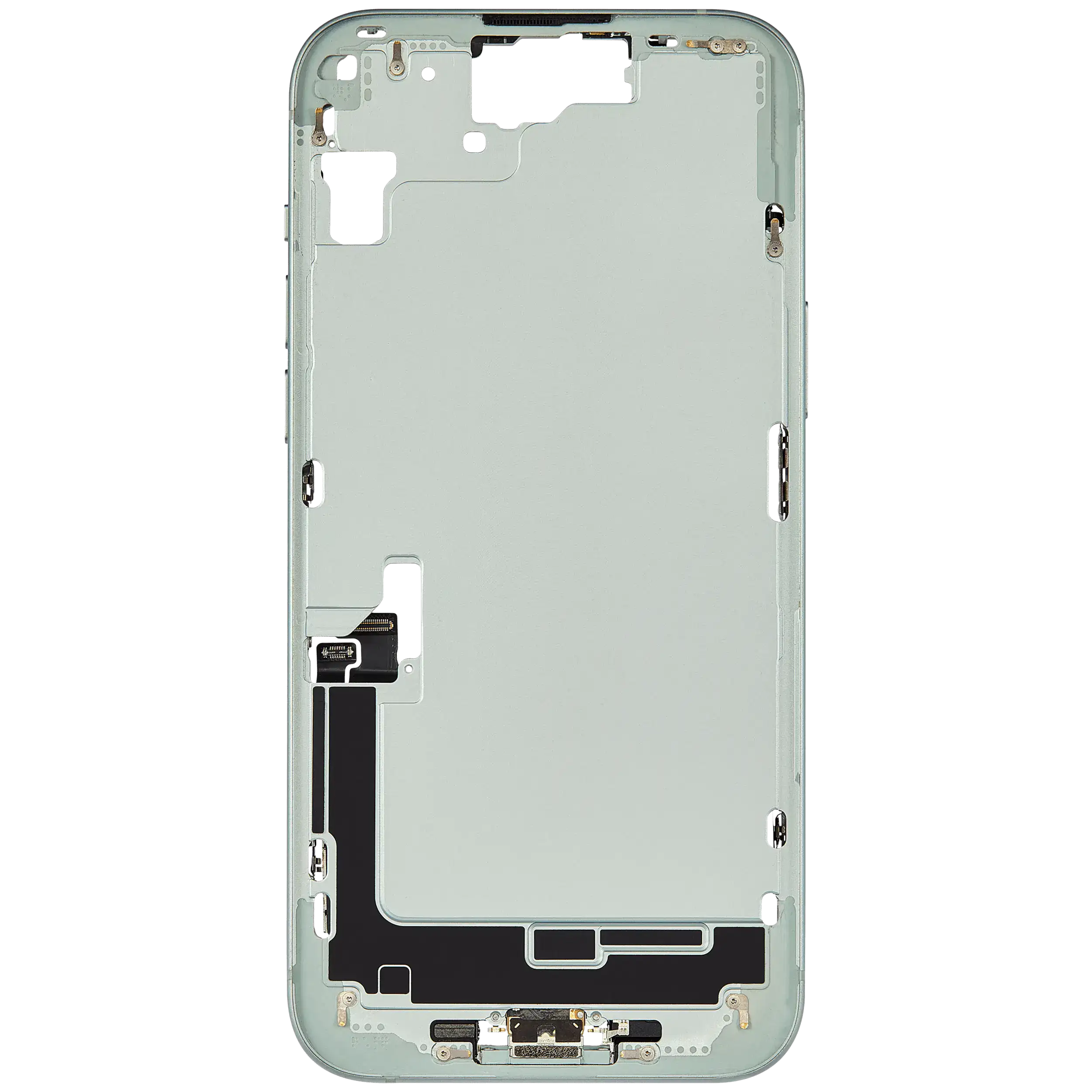 Mittelrahmen mit Ladebuchsen-Flex und Kleinteilen für iPhone 15 Plus (EU / globale Version) (ausgebautes Originalteil: Grade B) (Green (Grün)) – Bild 3