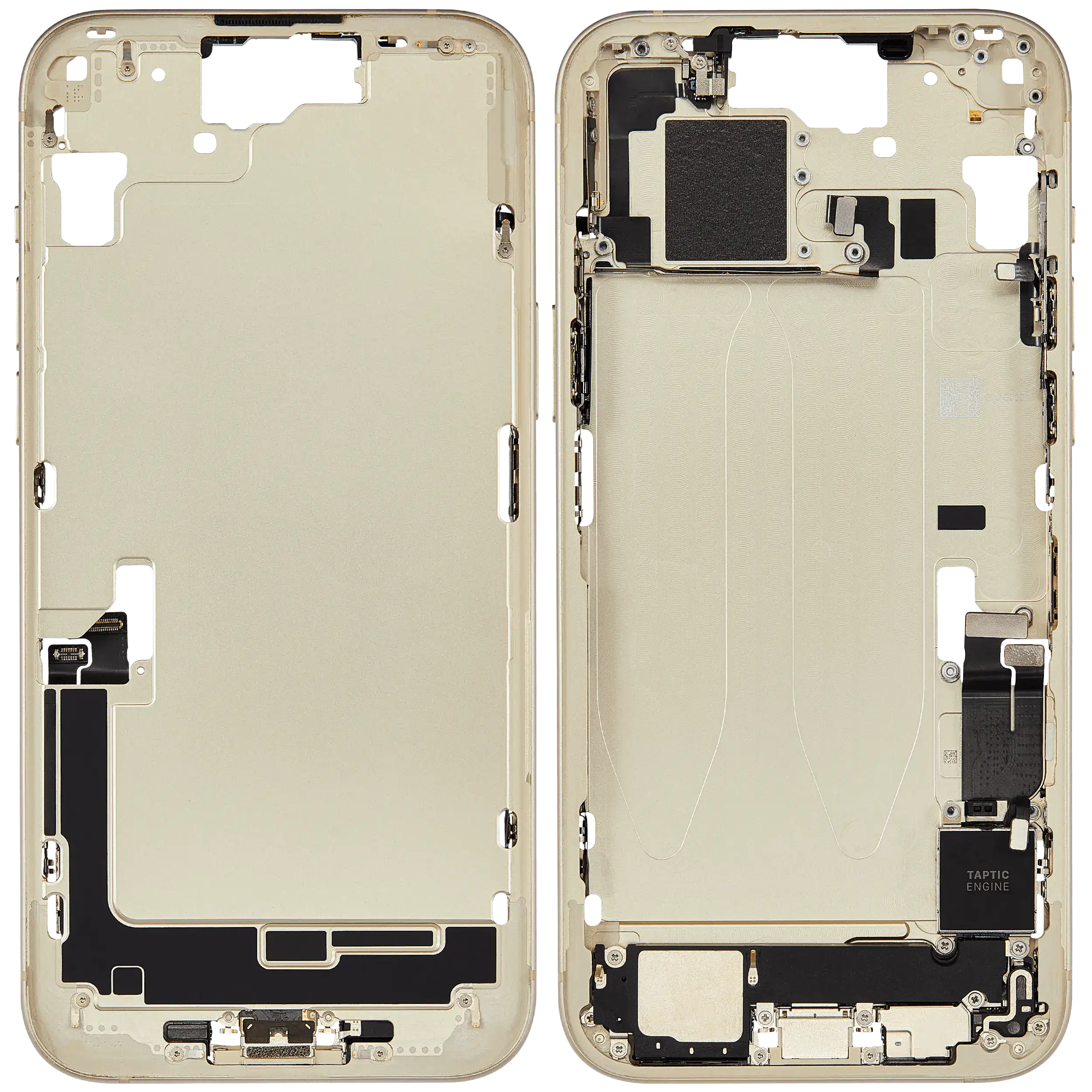 Mittelrahmen mit Ladebuchsen-Flex und Kleinteilen für iPhone 15 Plus (EU / globale Version) (ausgebautes Originalteil: Grade B) (Yellow) – Bild 2