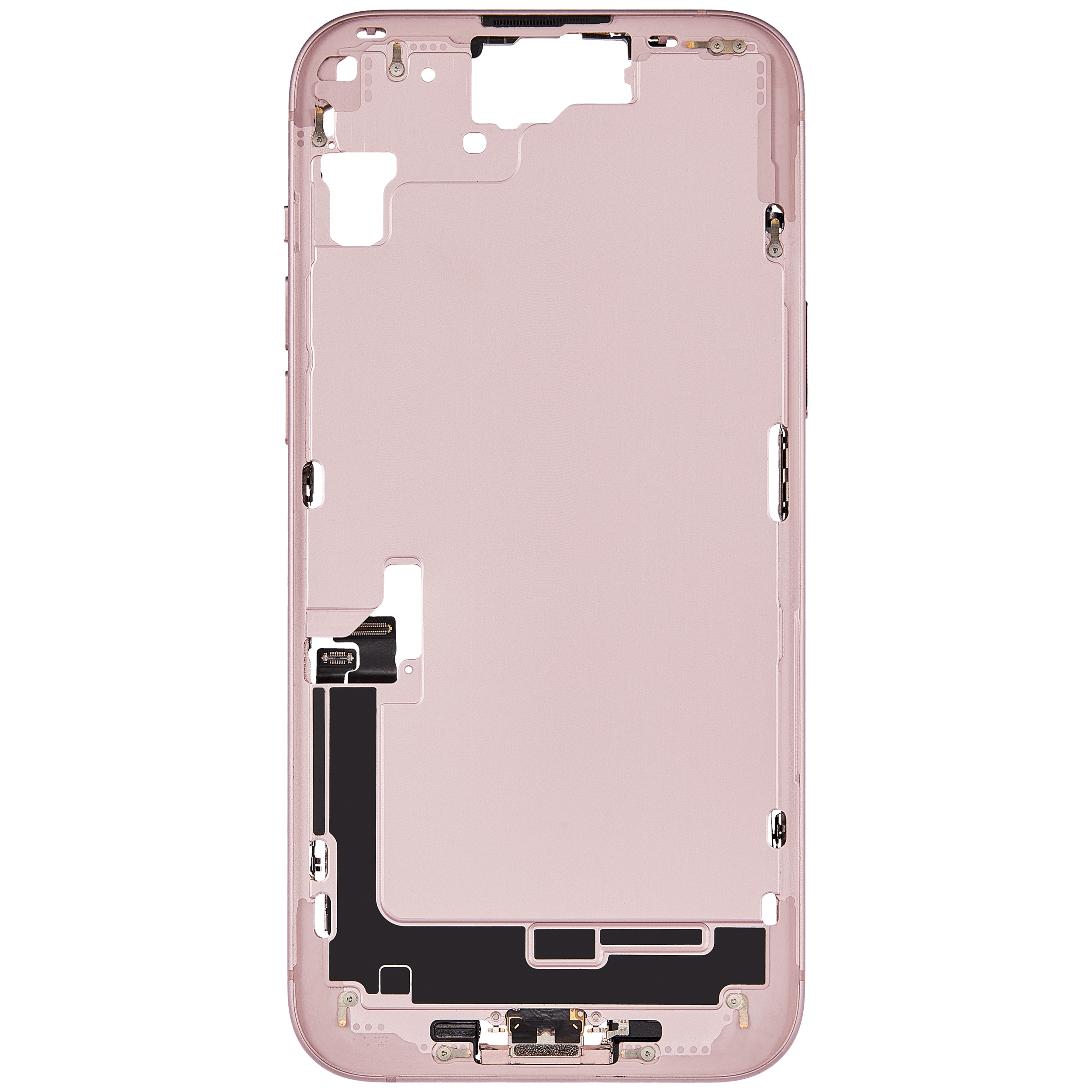 Mittelrahmen mit Ladebuchsen-Flex und Kleinteilen für iPhone 15 Plus (EU / globale Version) (ausgebautes Originalteil: Grade B) (Pink (Rosa)) – Bild 3