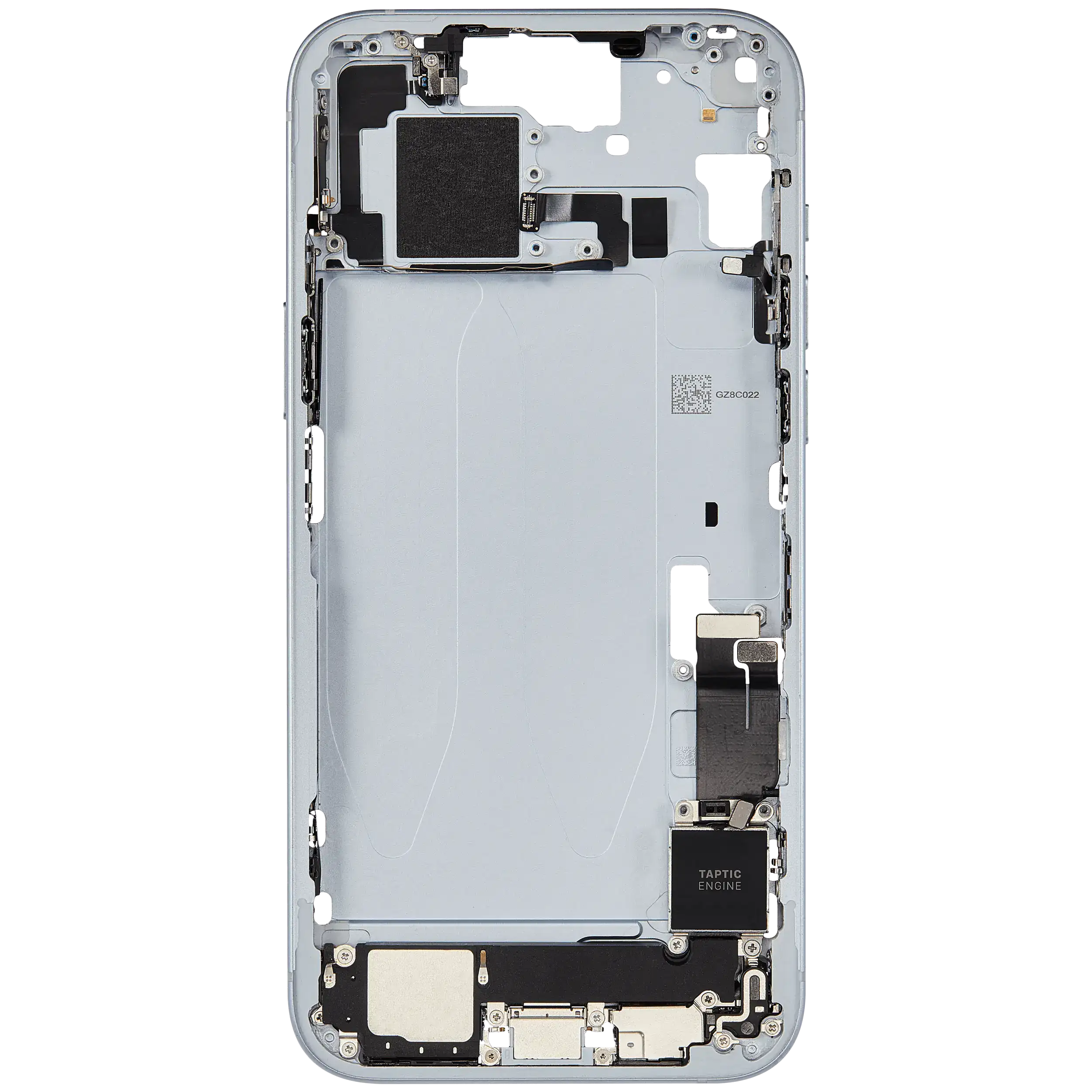 Mittelrahmen mit Ladebuchsen-Flex und Kleinteilen für iPhone 15 Plus (EU / globale Version) (ausgebautes Originalteil: Grade C) (Blue (Blau)) – Bild 4