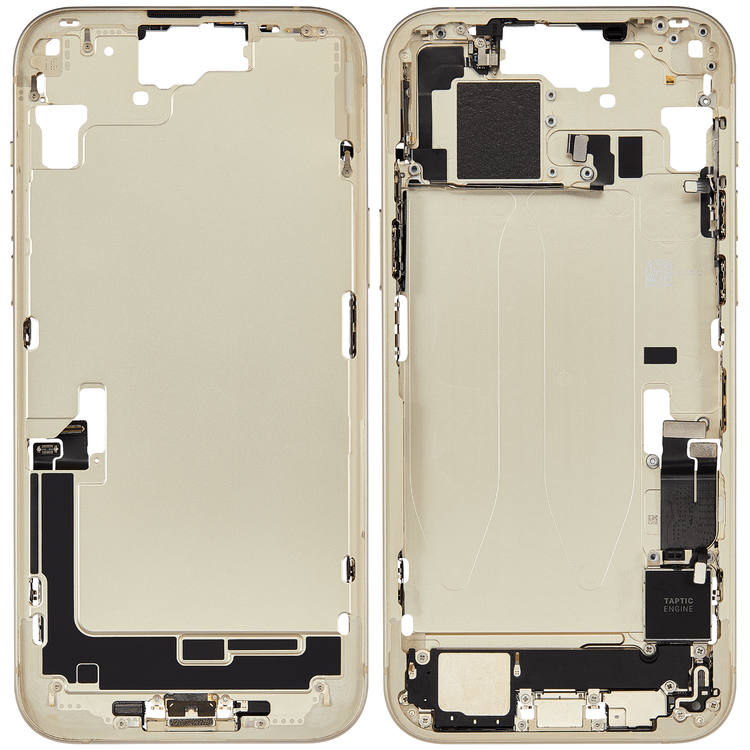 Mittelrahmen mit Ladebuchsen-Flex und Kleinteilen für iPhone 15 Plus (EU / globale Version) (ausgebautes Originalteil: Grade C) (Yellow) – Bild 2