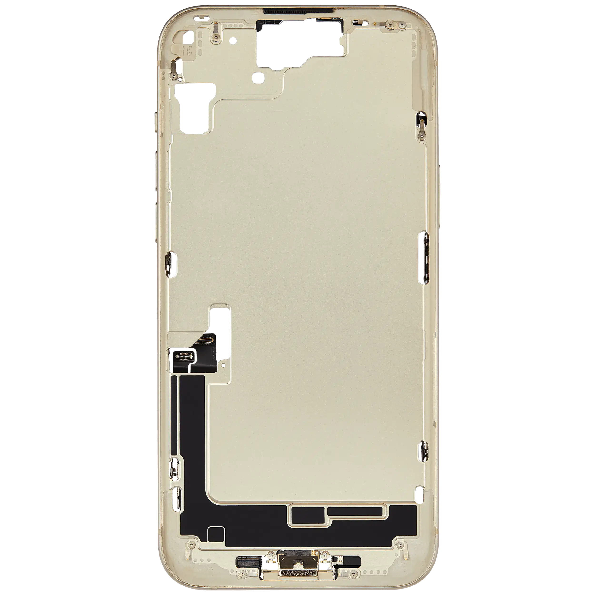Mittelrahmen mit Ladebuchsen-Flex und Kleinteilen für iPhone 15 Plus (EU / globale Version) (ausgebautes Originalteil: Grade C) (Yellow) – Bild 3