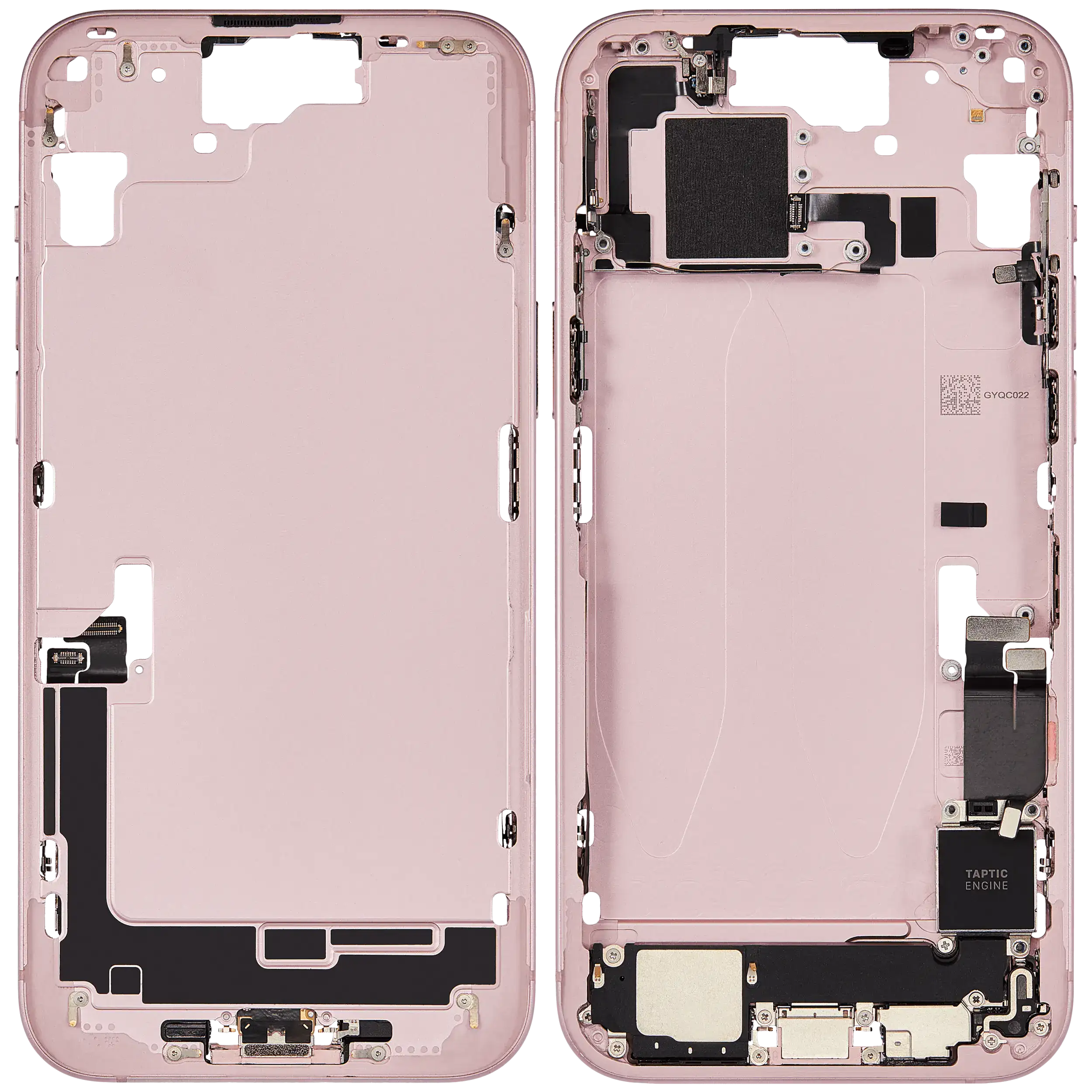 Mittelrahmen mit Ladebuchsen-Flex und Kleinteilen für iPhone 15 Plus (EU / globale Version) (ausgebautes Originalteil: Grade C) (Pink (Rosa)) – Bild 2