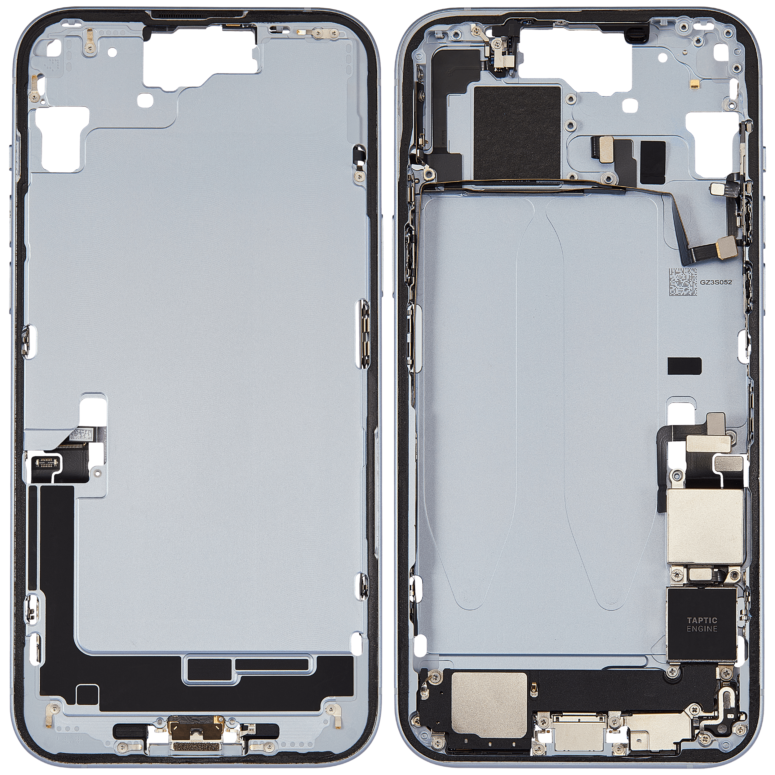 Mittelrahmen mit Ladebuchsen-Flex und Kleinteilen für iPhone 15 Plus (US-Version) (ausgebautes Originalteil: Grade A) (Blue (Blau)) – Bild 2