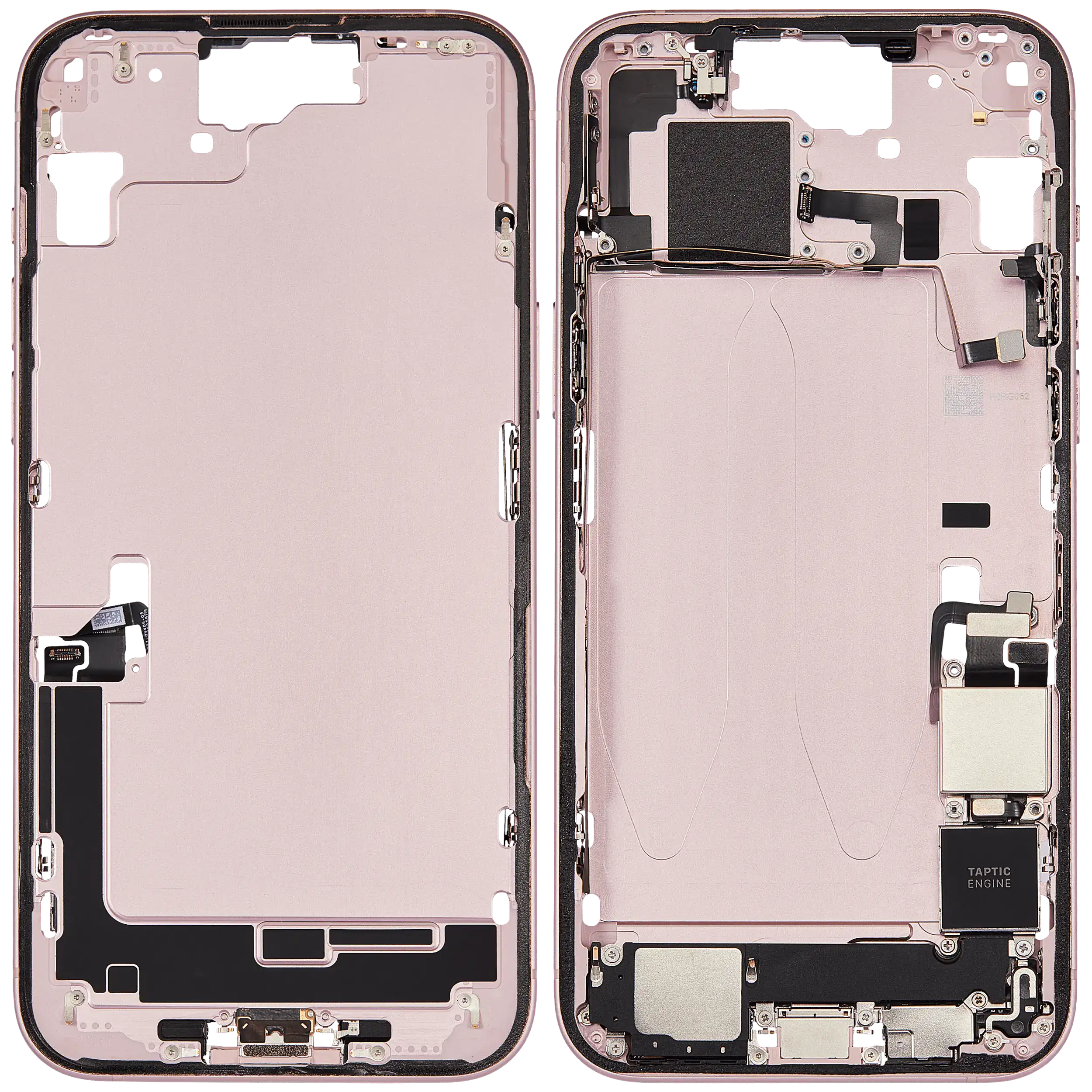 Mittelrahmen mit Ladebuchsen-Flex und Kleinteilen für iPhone 15 Plus (US-Version) (ausgebautes Originalteil: Grade A) (Pink (Rosa)) – Bild 2
