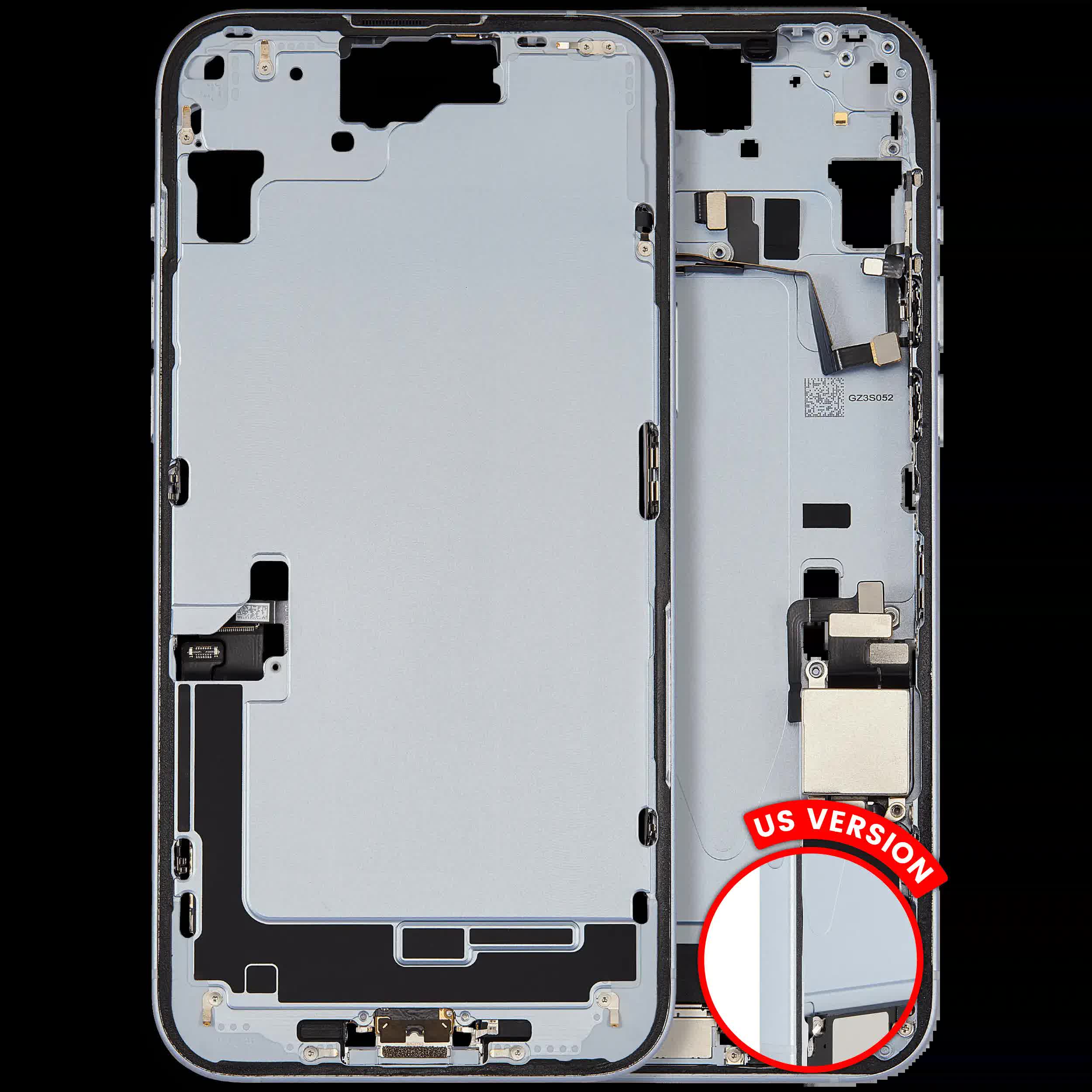 Mittelrahmen mit Ladebuchsen-Flex und Kleinteilen für iPhone 15 Plus (US-Version) (ausgebautes Originalteil: Grade B) (Blue (Blau))