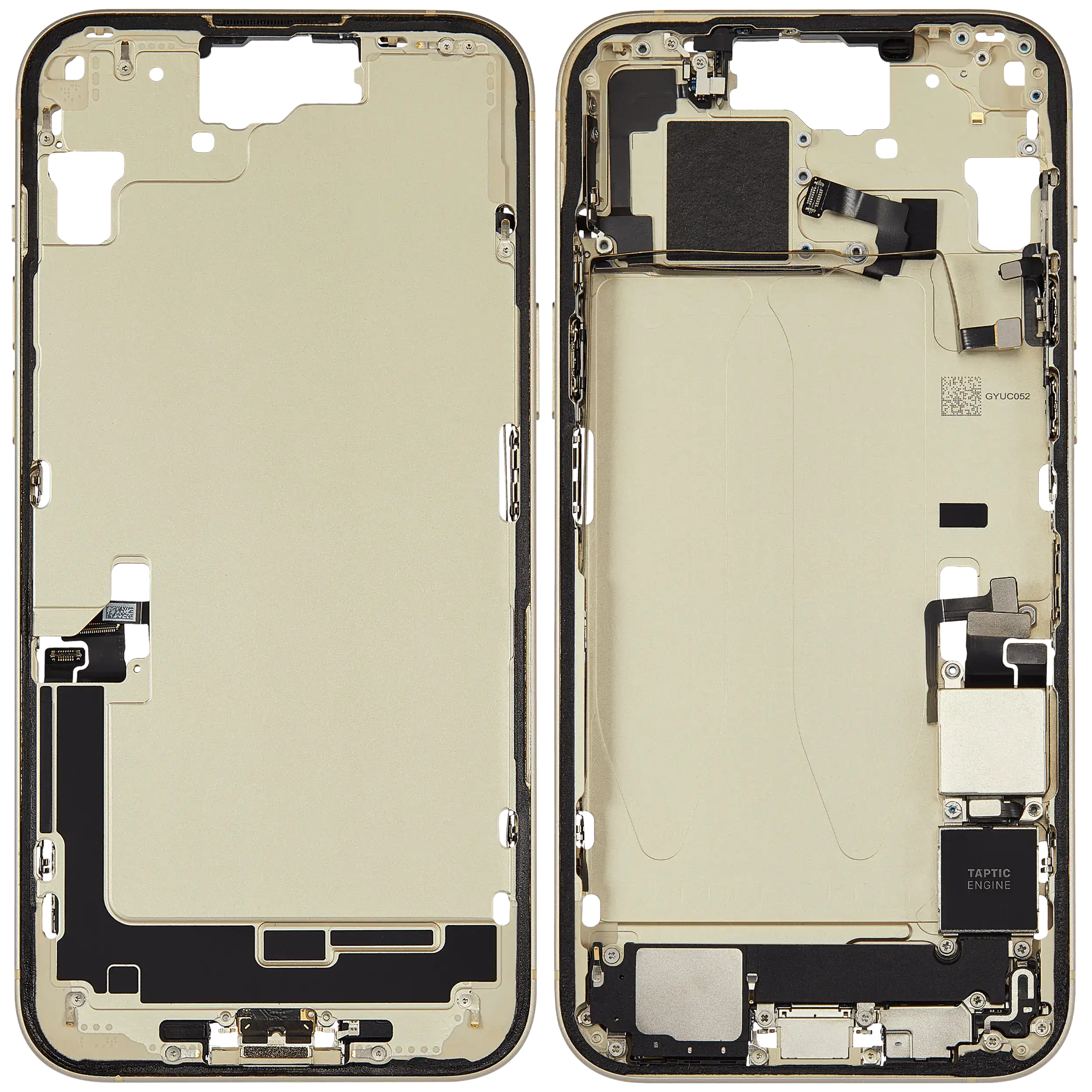 Mittelrahmen mit Ladebuchsen-Flex und Kleinteilen für iPhone 15 Plus (US-Version) (ausgebautes Originalteil: Grade B) (Yellow) – Bild 2