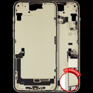 Mittelrahmen mit Ladebuchsen-Flex und Kleinteilen für iPhone 15 Plus (US-Version) (ausgebautes Originalteil: Grade B) (Yellow)